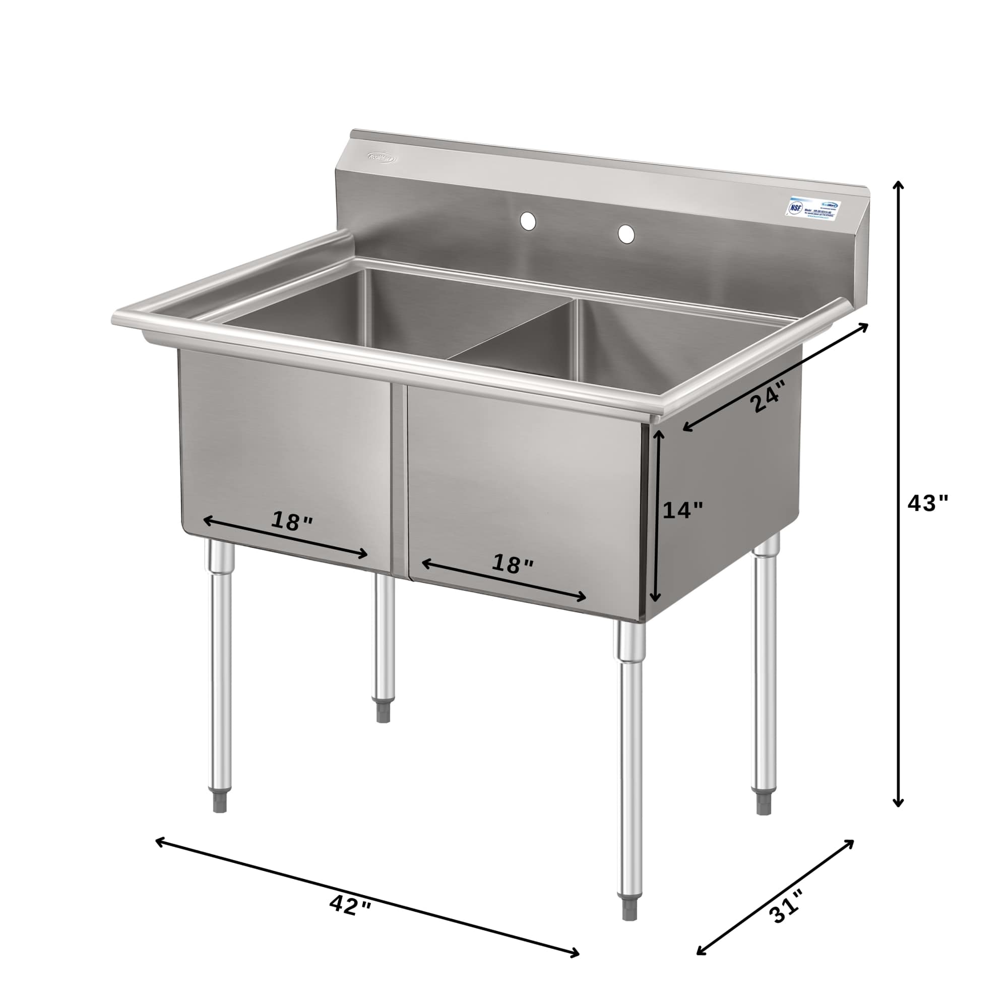KoolMore LMP-KM-SB182414-N3 Kitchen-Sinks - View #3