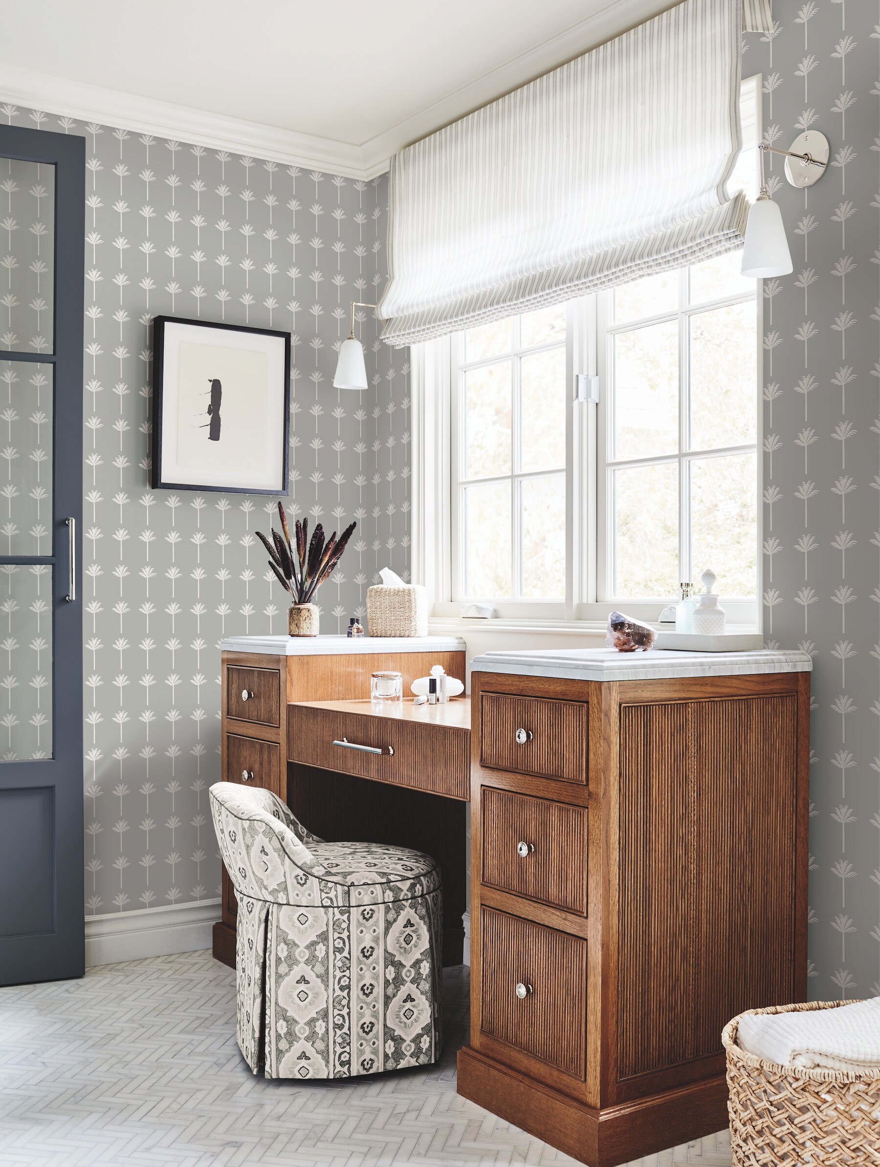 York Wallcoverings CV4421 Grey Palm Bay Wallpaper