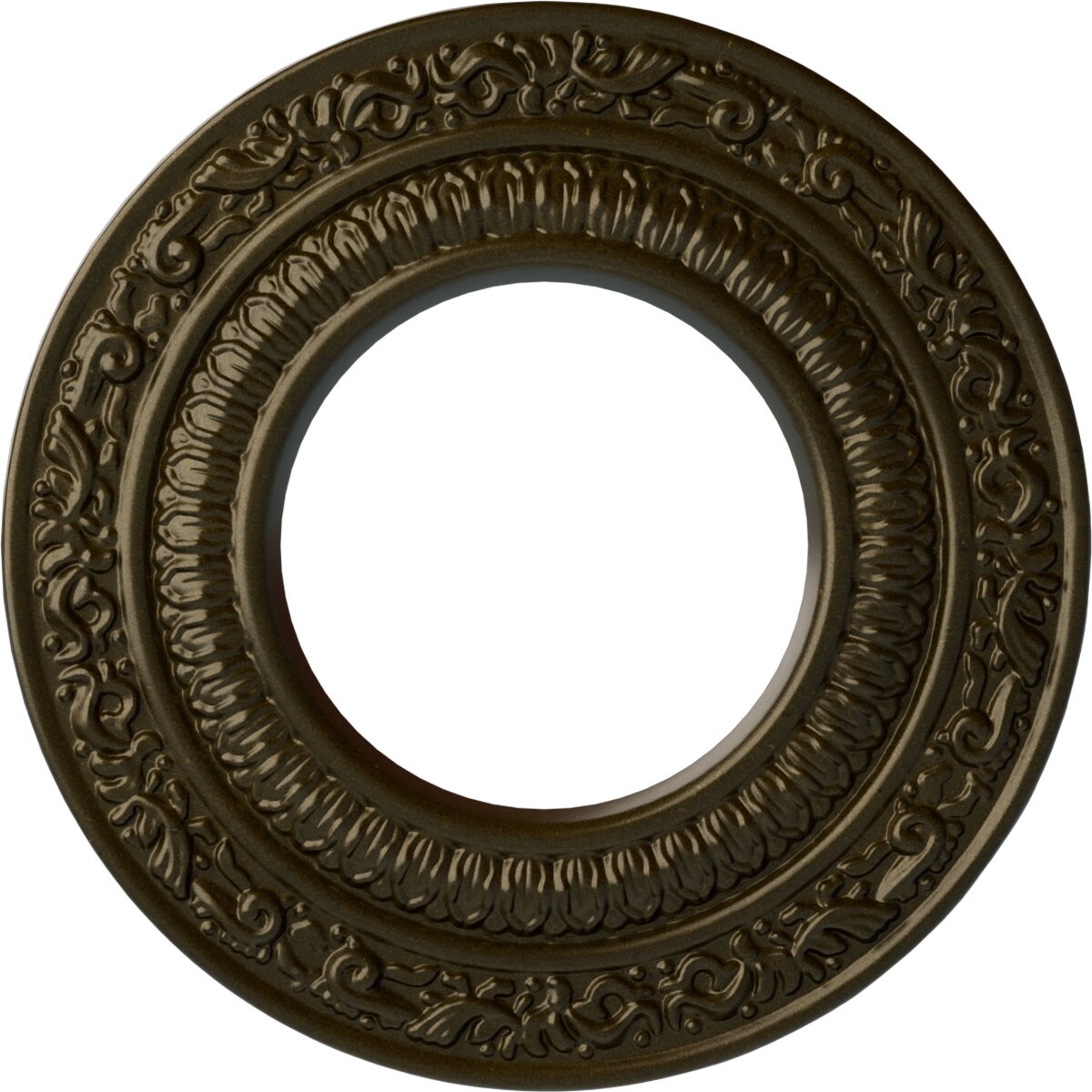 Ekena Millwork CM08ADGGS Andrea 8.125-in W x 8.125-in L Painted Green Gold Polyurethane Whole Ceiling Medallion