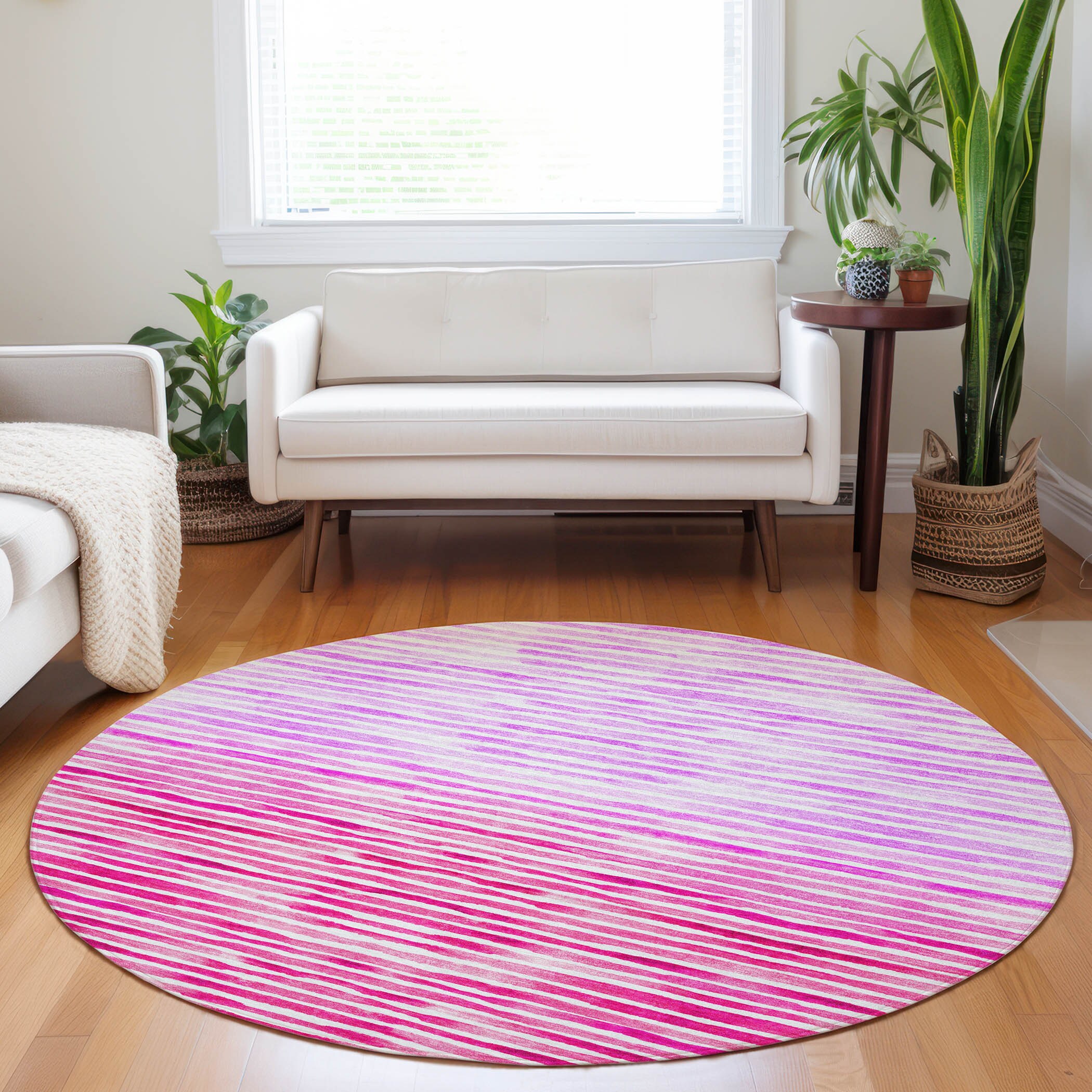 Addison Rugs AMF187PI8RO Mayfield AMF187PI 8 x 8 (ft) Loomed Polyester Pink Round Indoor Geometric Machine washable Area rug