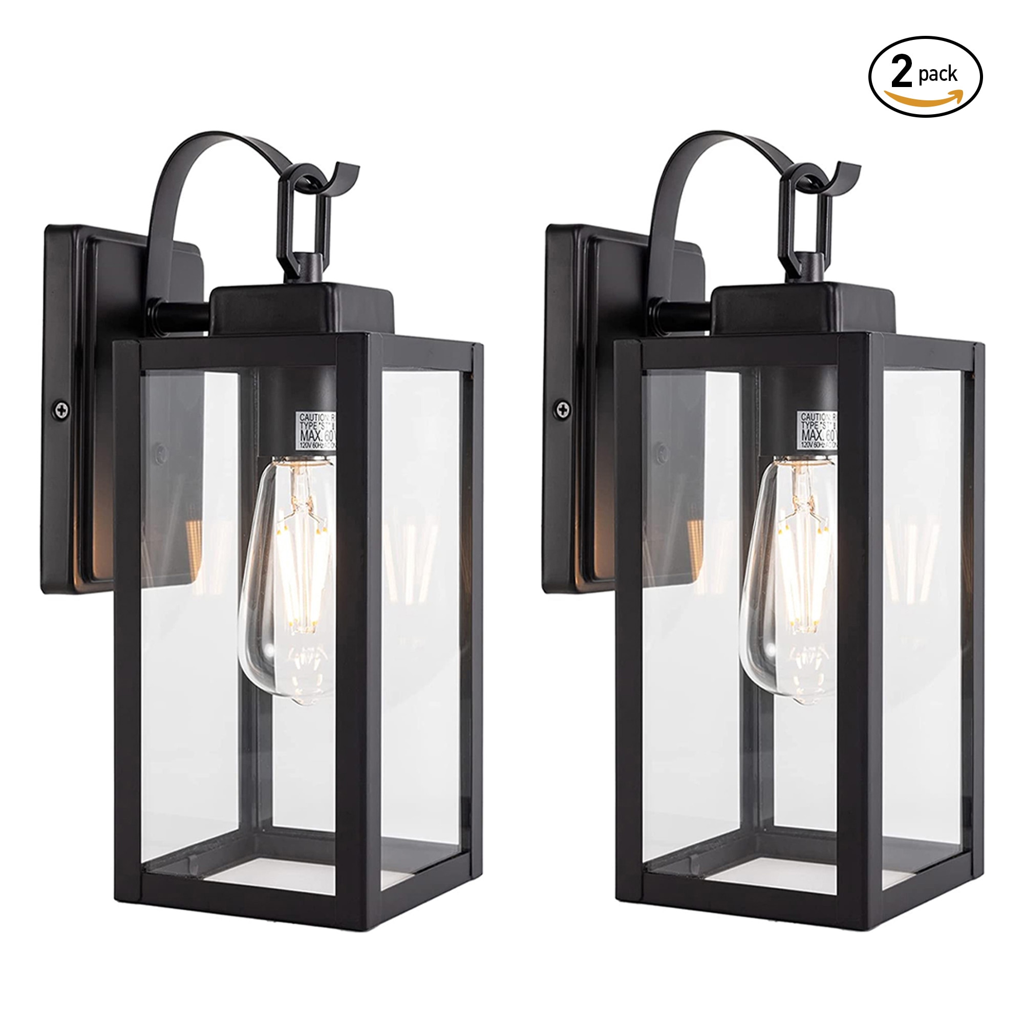 Dreamsidea 13.8-in H Outdoor Wall Light 1-Light Matte Black for Porch Entryway Garage and Patio - 2 Pack