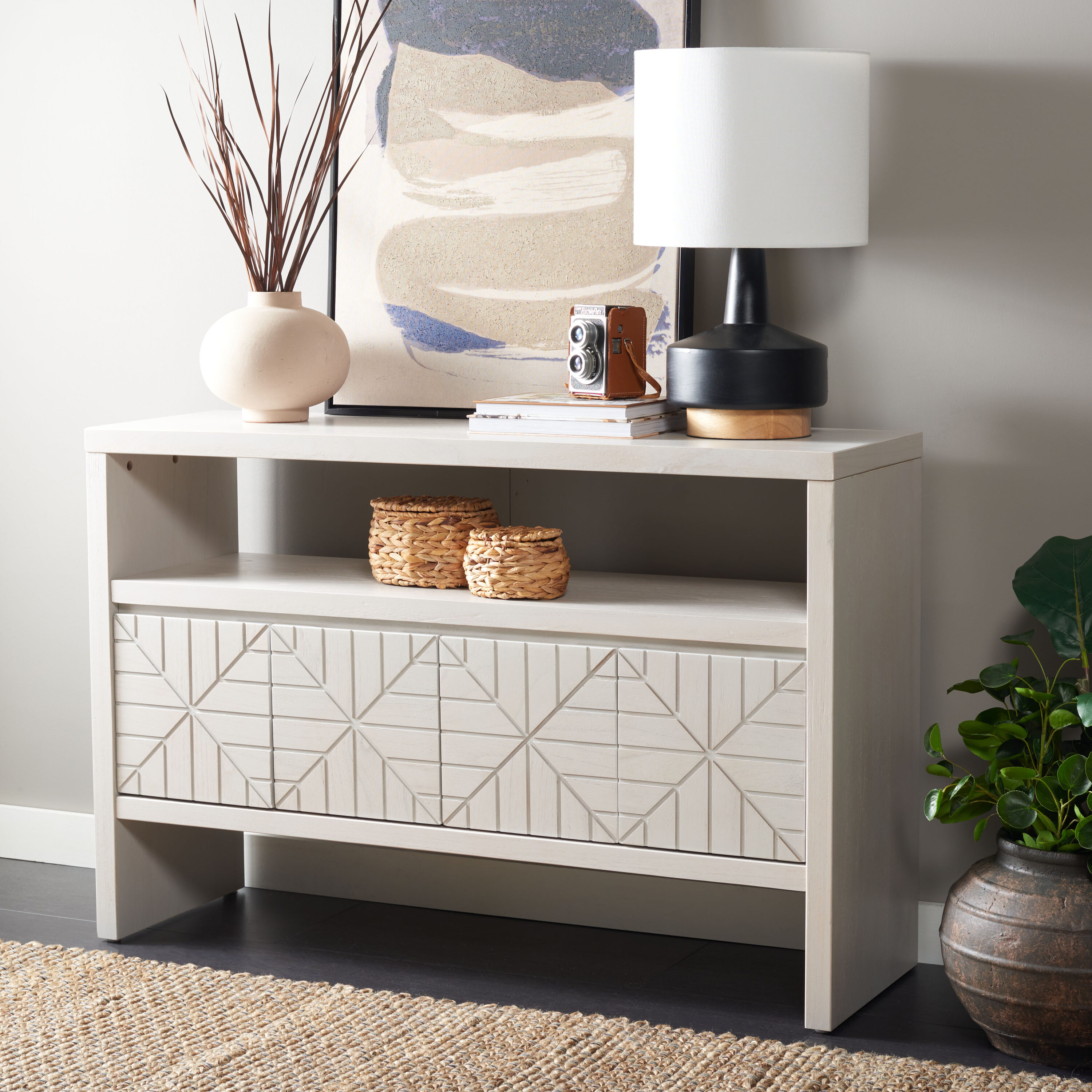 Safavieh CNS5004A Modern White Washed Console table