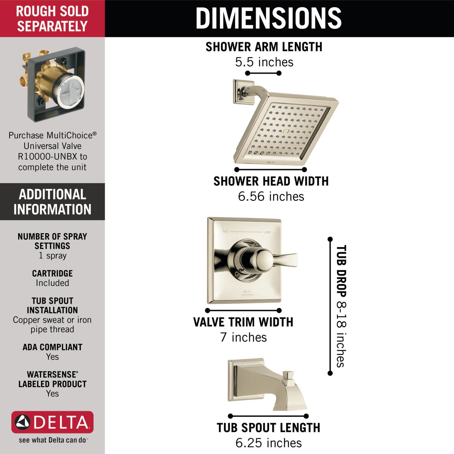 Delta T14451-PN-WE Tub-Shower-Faucets - View #2