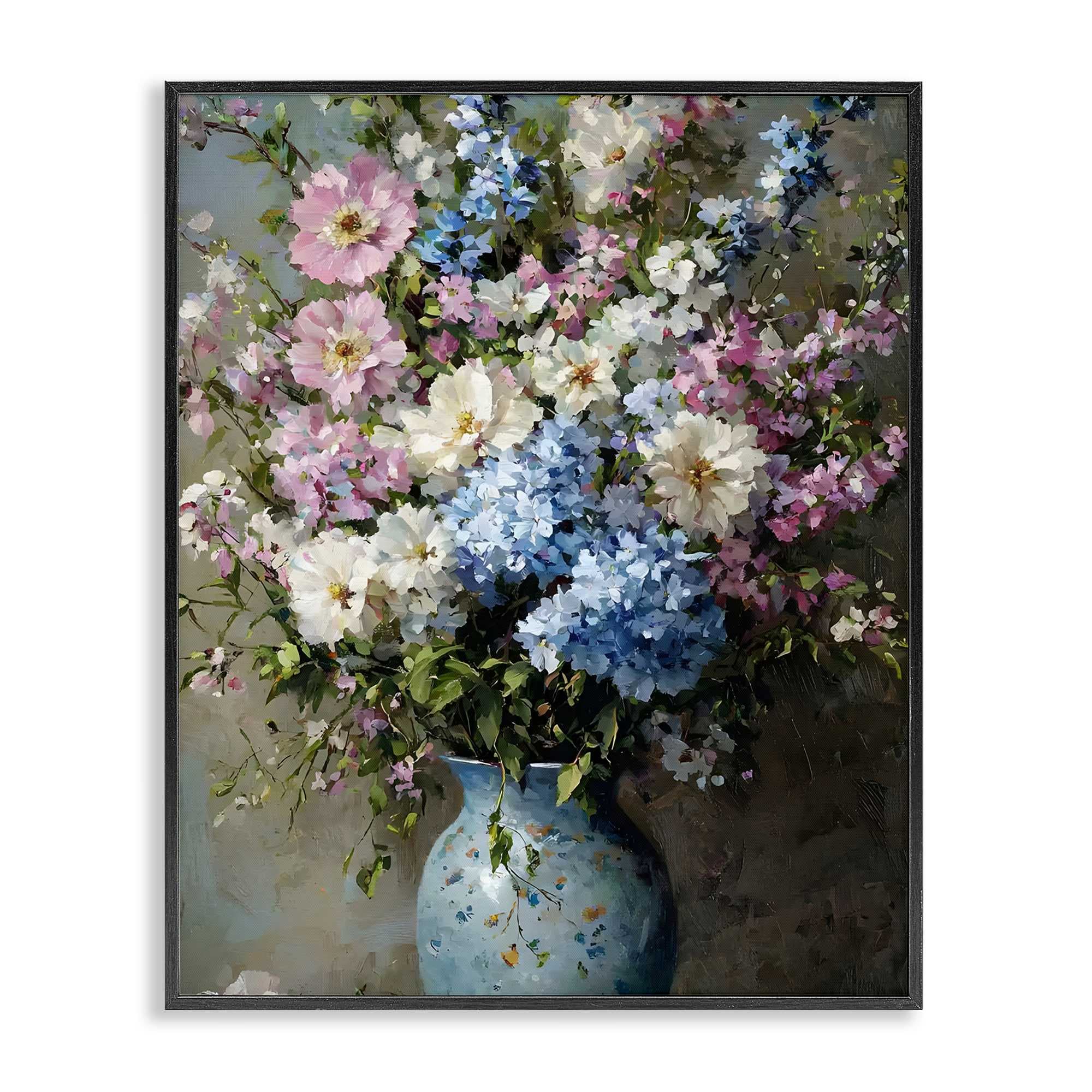 Stupell Industries BT-749-FR-24X30 Traditional Cool Tone Bouquet Black Framed Giclee Art By Franklyn Gregory 24 x 30