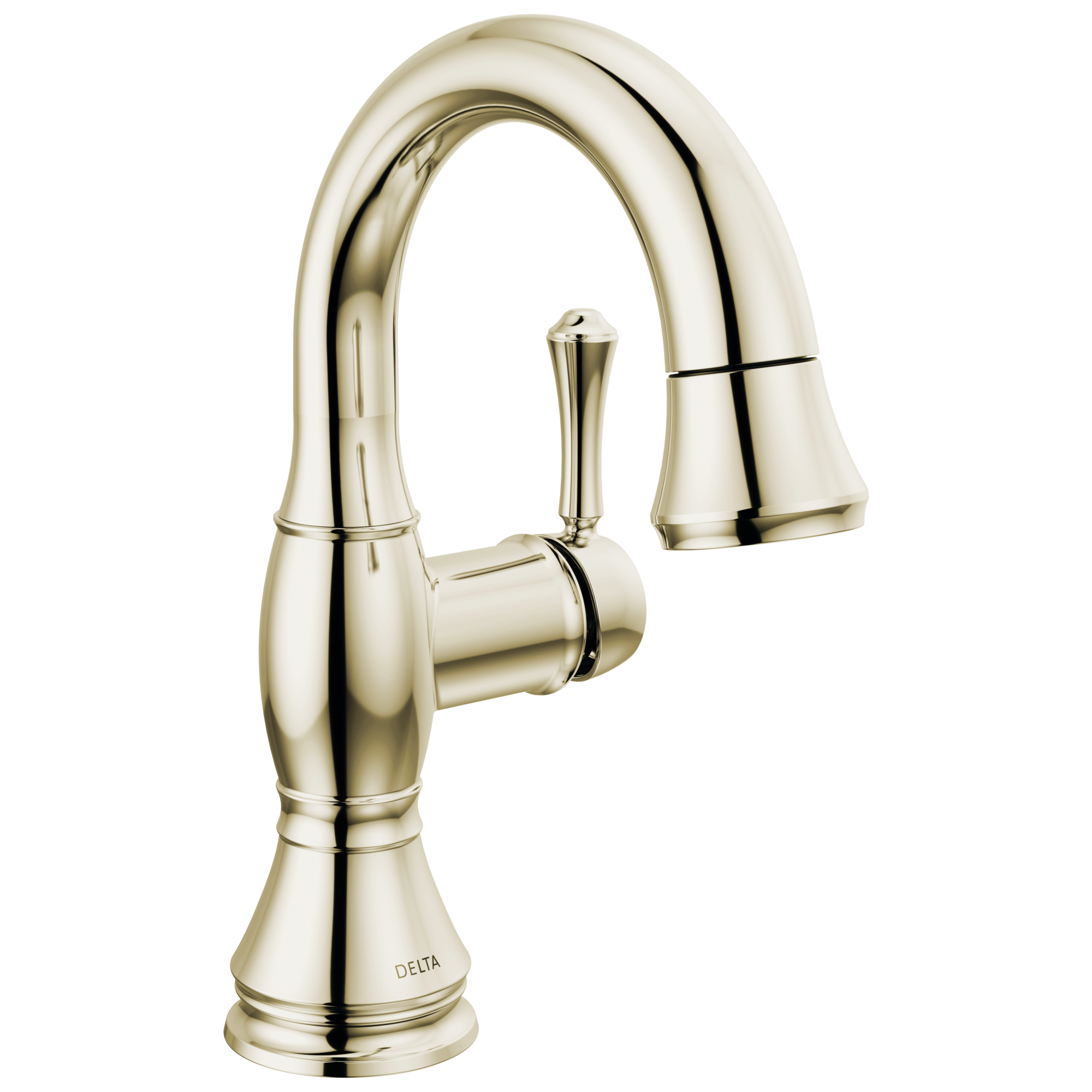Delta 597-PNPD-DST Cassidy Polished Nickel Single hole 1-handle WaterSense High-arc Residential Handle Pull-down Bathroom Sink Faucet with Drain