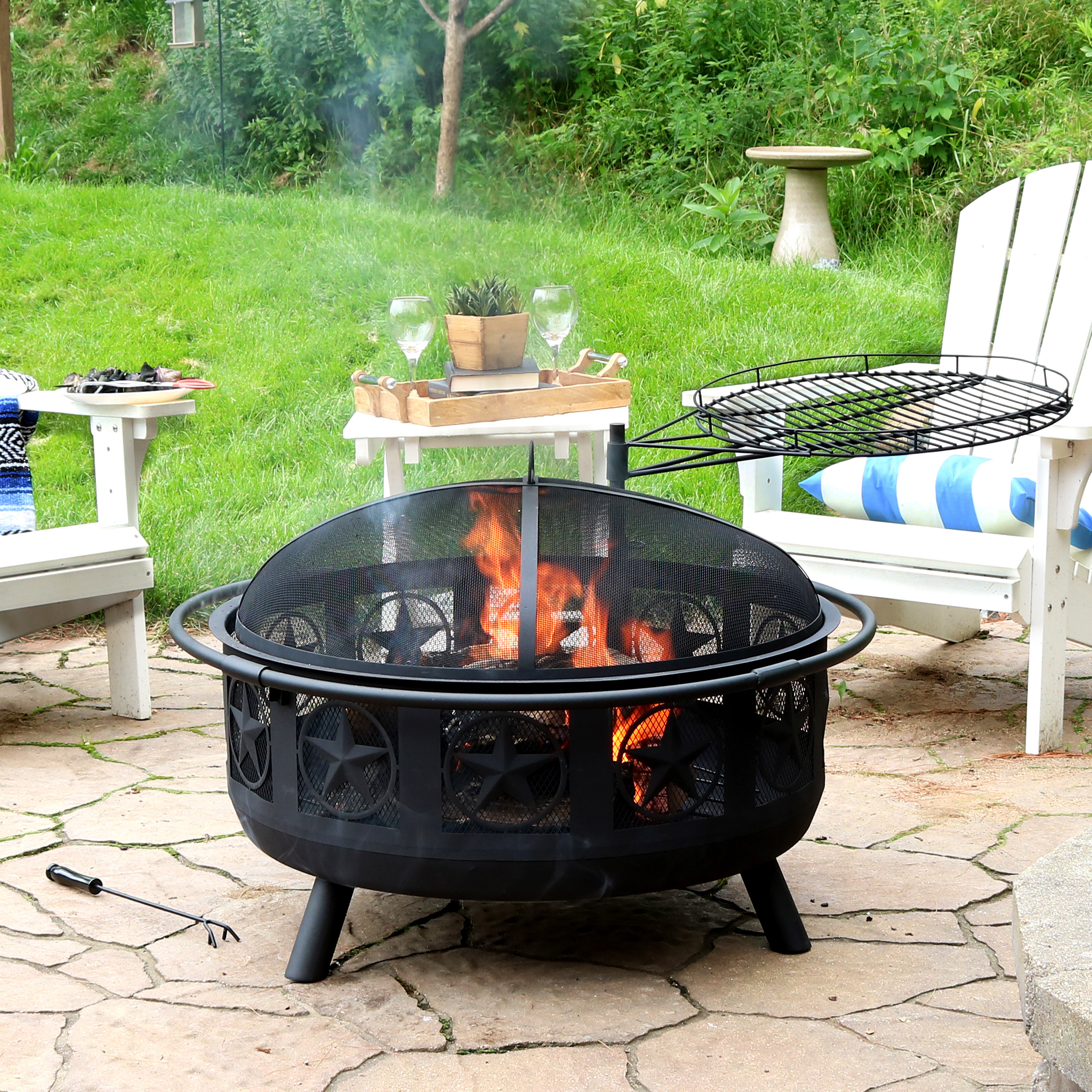 Black Steel Wood Burning Fire Pit, Moroccan Fire Pit