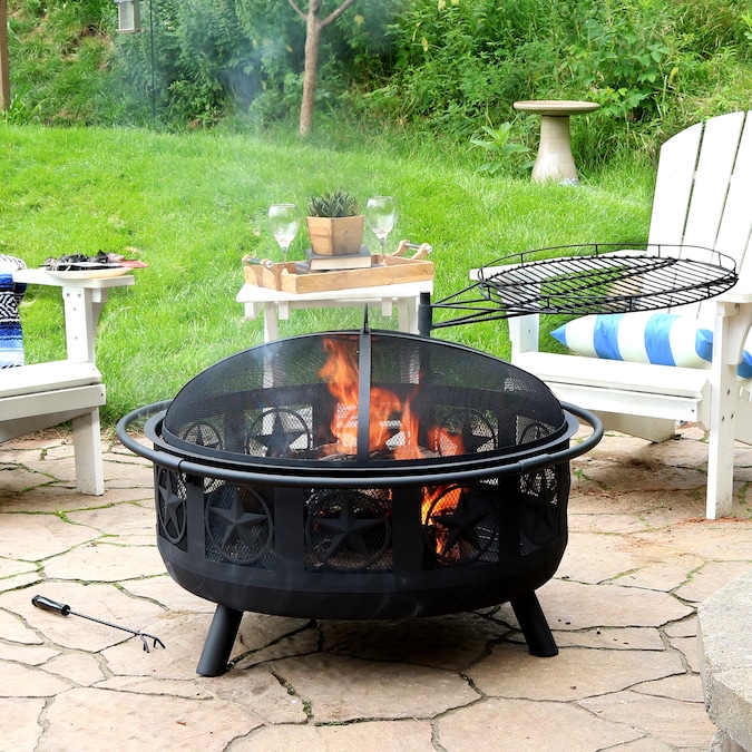 Black Steel Wood Burning Fire Pit, Heb Fire Pit