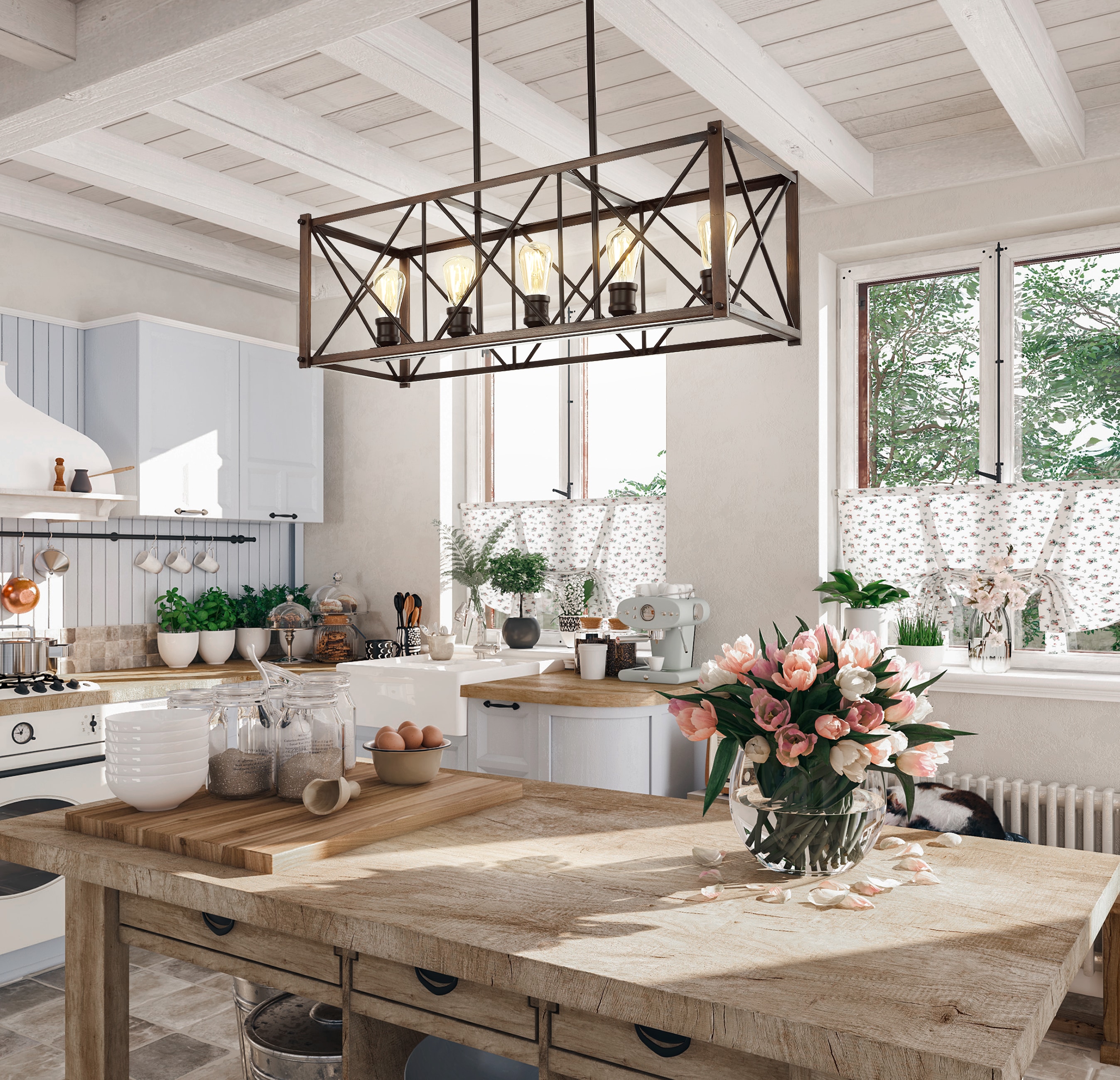 Bronze Farmhouse 33" LED Dimmable Iron Pendant Light