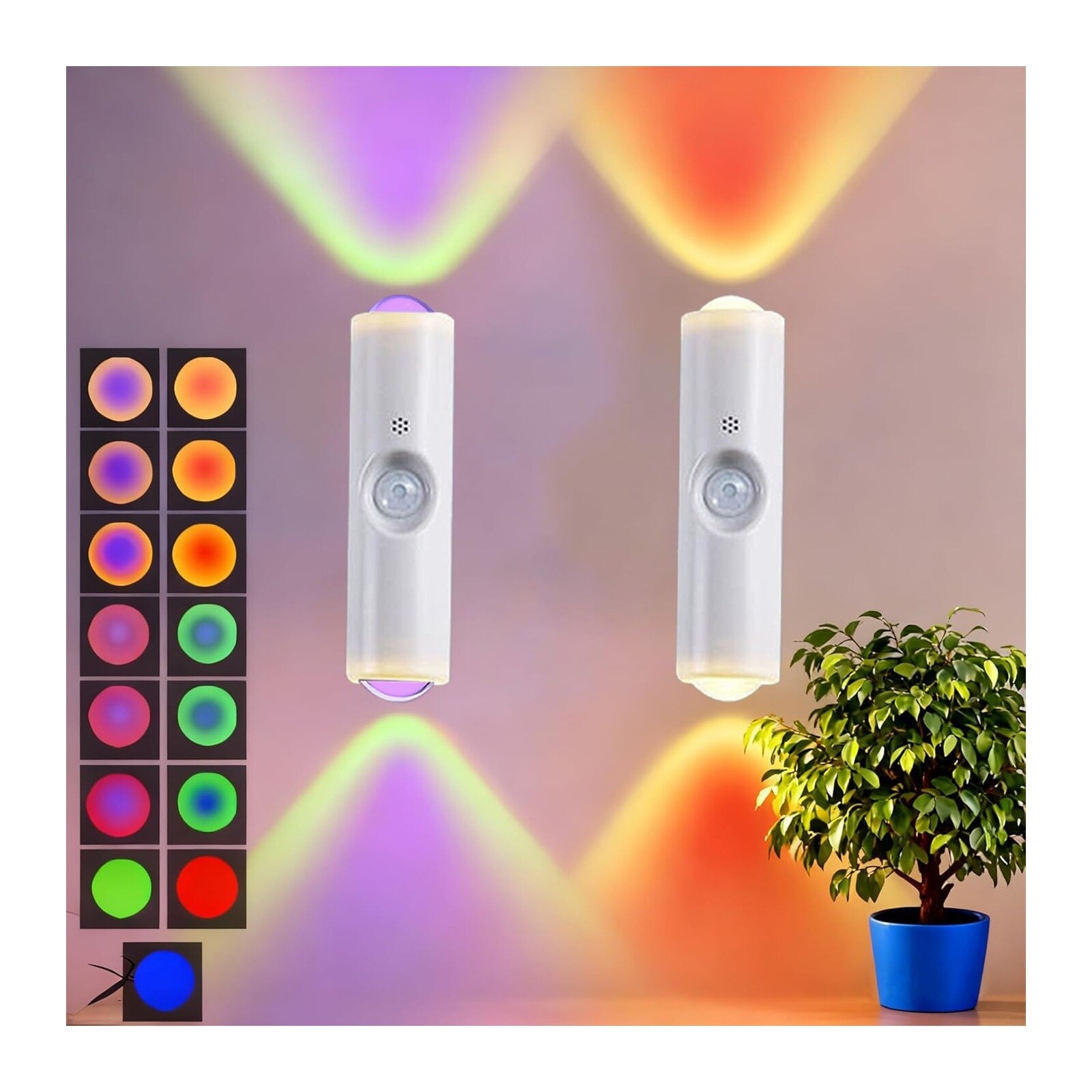 CYIKE  Portable Wall Mounted Night Light USB Powered Magnetic LED Lamp Motion Sensor 7 Color Adjustable Lighting for Hallways Bedrooms Bathroom
