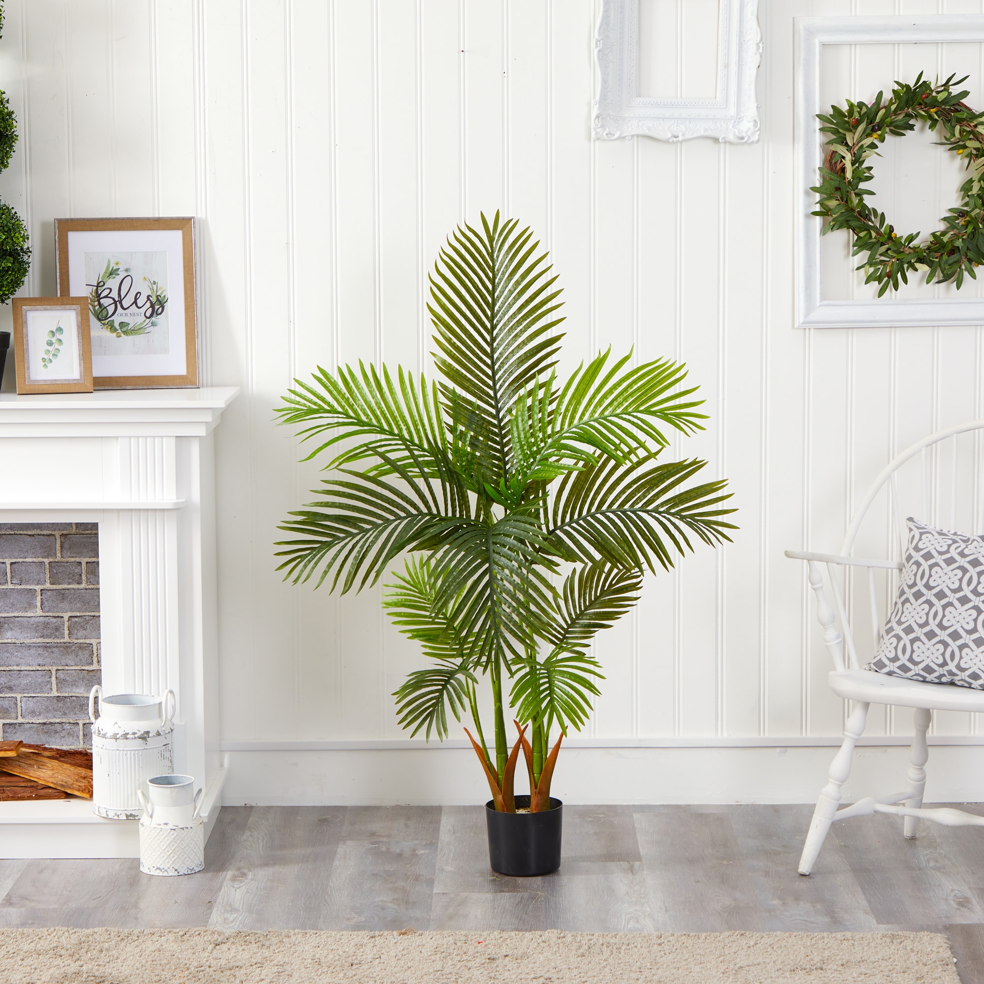 Lush Green 62" Artificial Areca Palm Tree in Nursery Planter