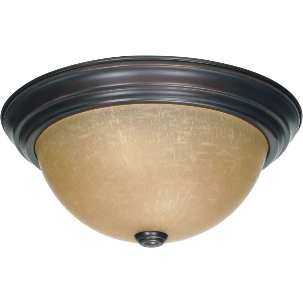  LW-SC514229 2-Light 13.25-in Mahogany Bronze and Champagne Flush Mount Light