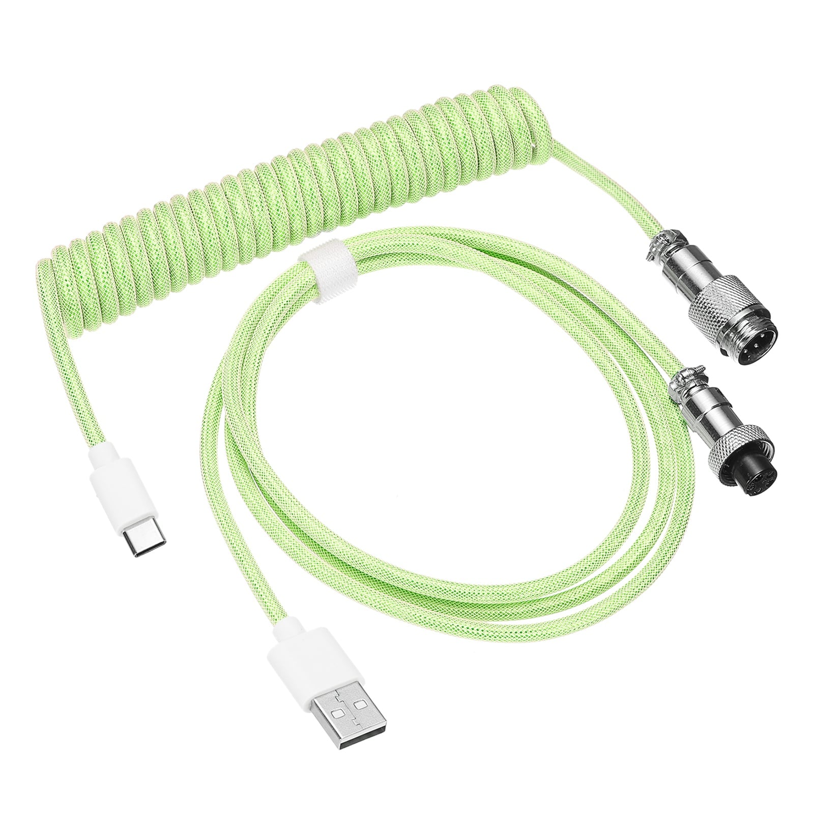PATIKIL 3 m Coiled Keyboard Cable Type-C to USB-A Braided Gaming Keyboard Coiled Cables with Detachable Metal Aviation Connector for Mechanical Gaming Keyboards Green