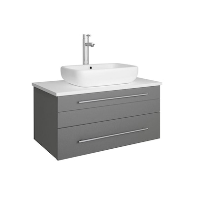Gray Single Sink Bathroom Vanity, Wall Mount Bathroom Vanity With Top