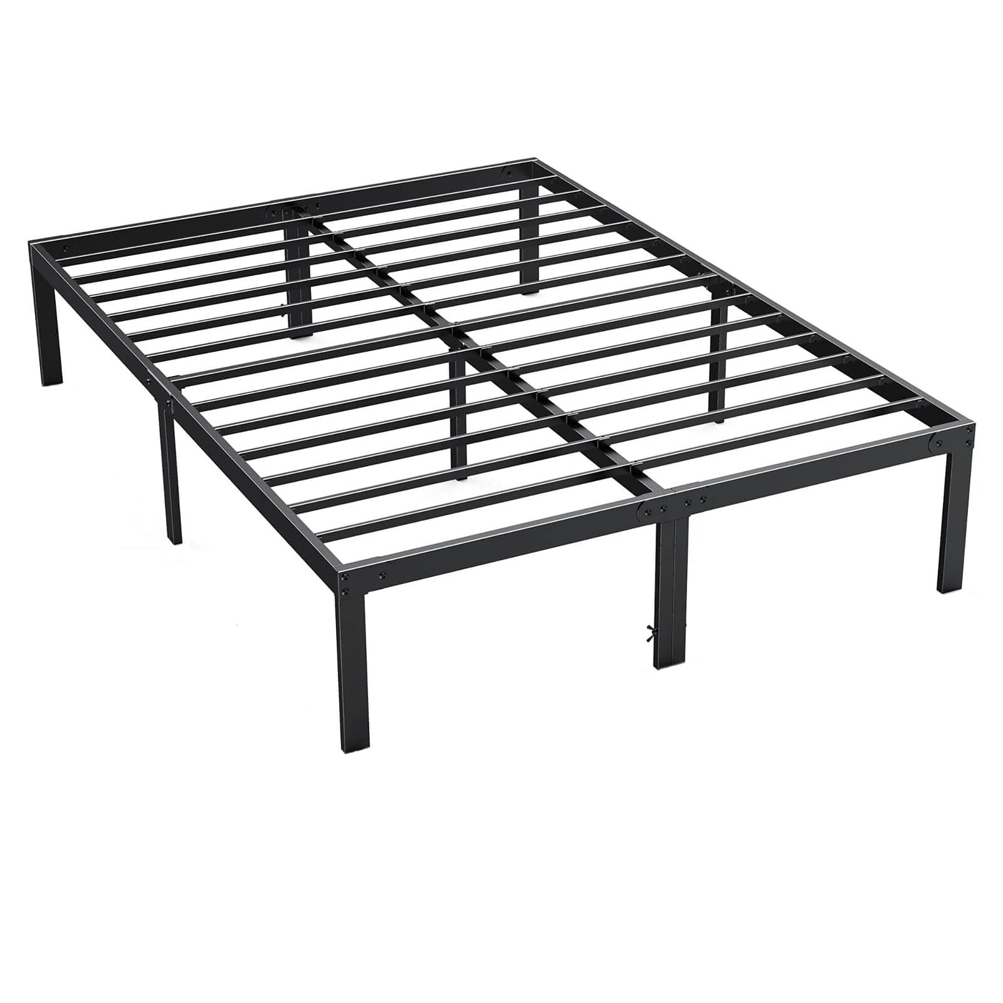 Queen Black Metal Platform Bed Frame with Slats
