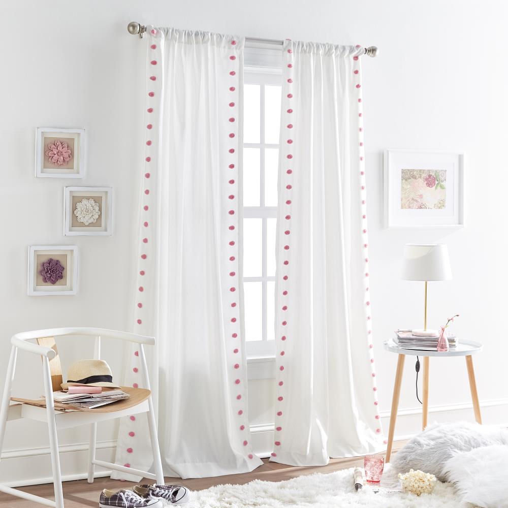 CHF 1Z83020GPK 84-in Pink Light Filtering Rod Pocket Single Curtain Panel