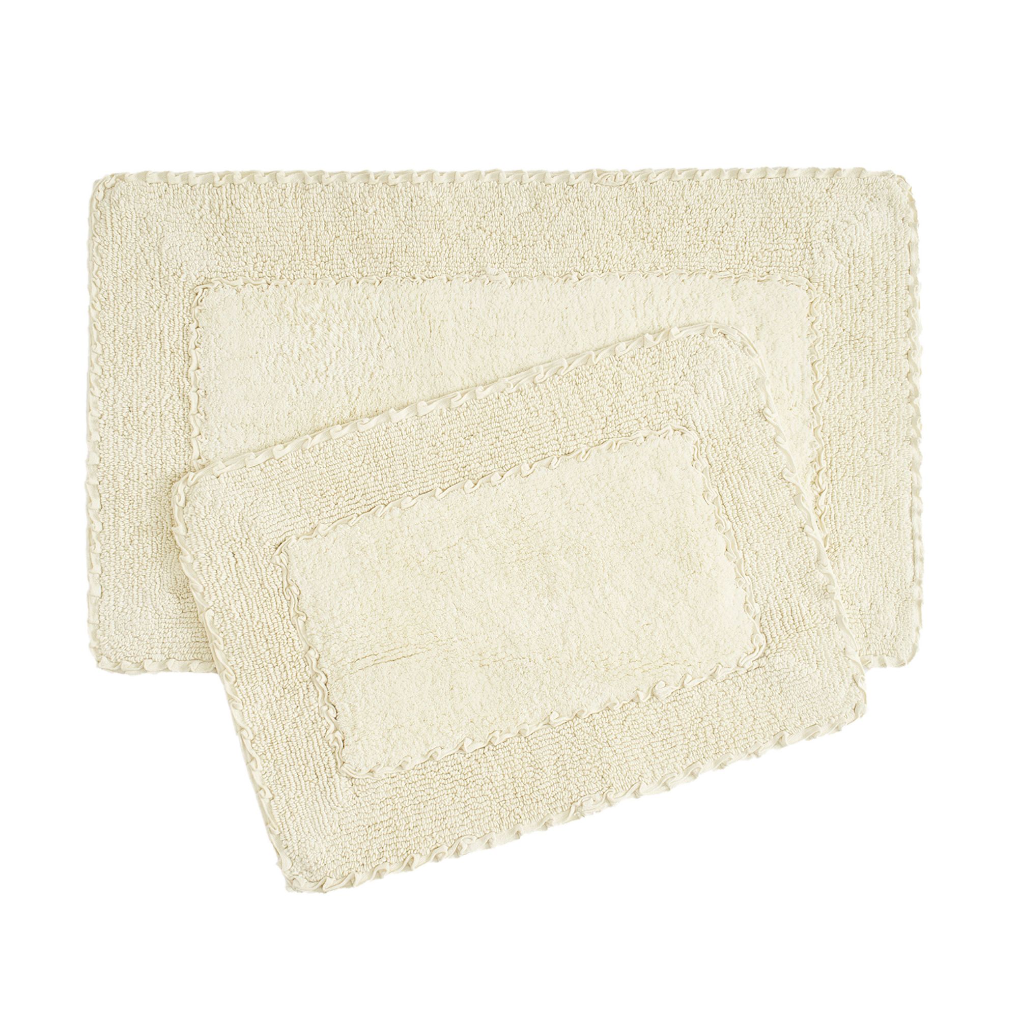 Laura Ashley  Ruffle 17x24 and 20x32 Bath Rug 2 Piece Set