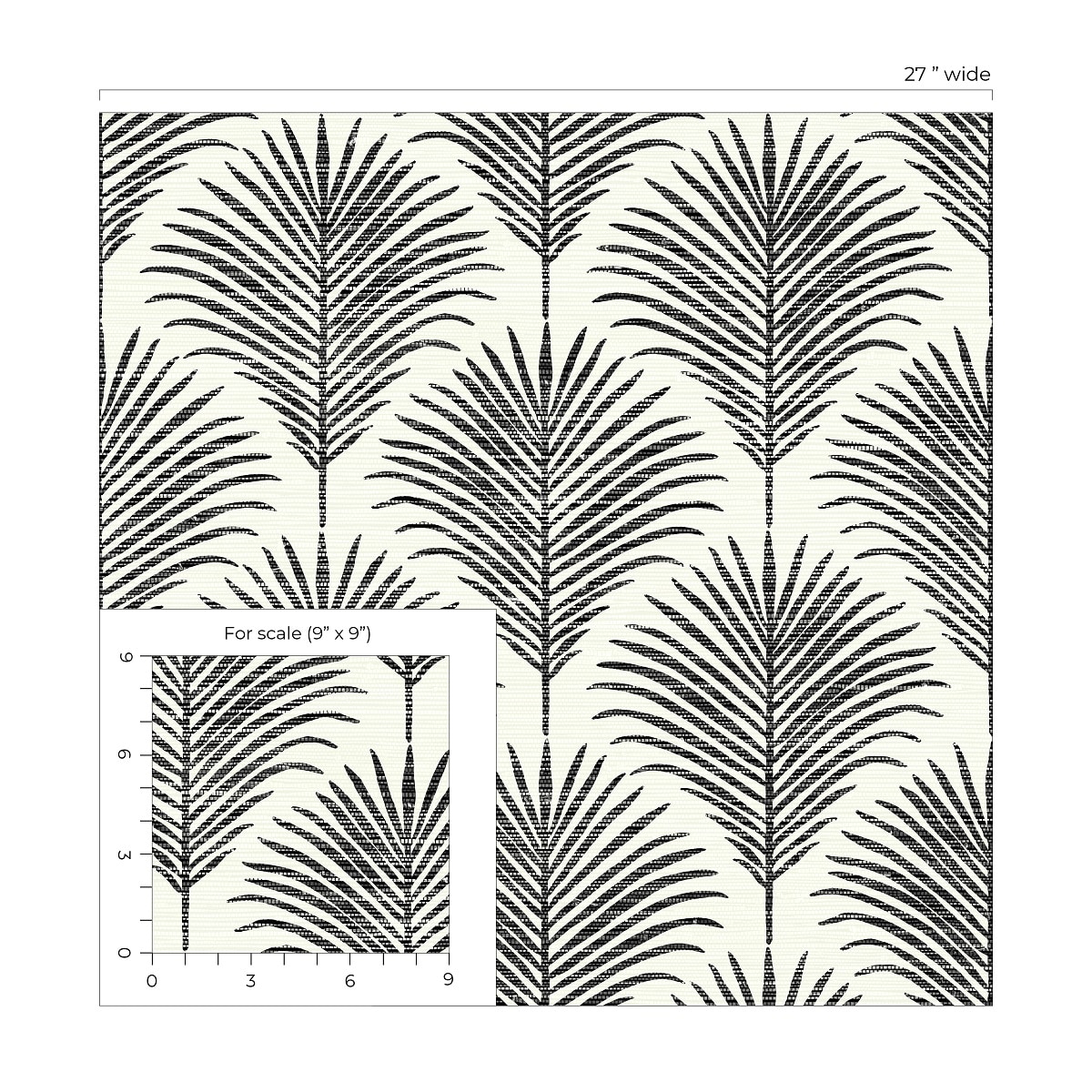 Inkwell & Off-White Vinyl Palm Leaf Peel and Stick Wallpaper