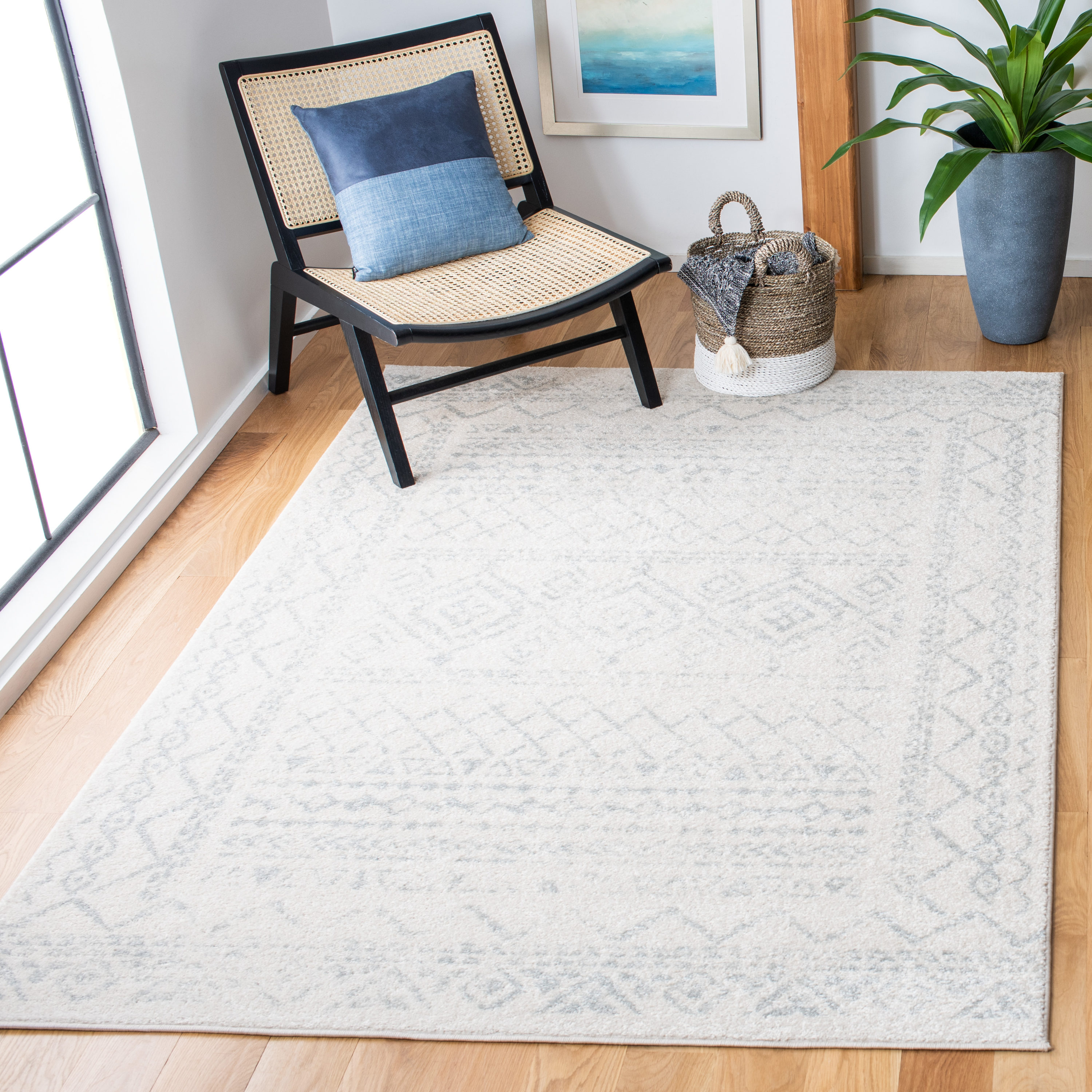 Safavieh Tulum Grady 7 X 7 (ft) Ivory/Light Gray Square Indoor  Distressed/Overdyed Bohemian/Eclectic Area Rug in the Rugs department at