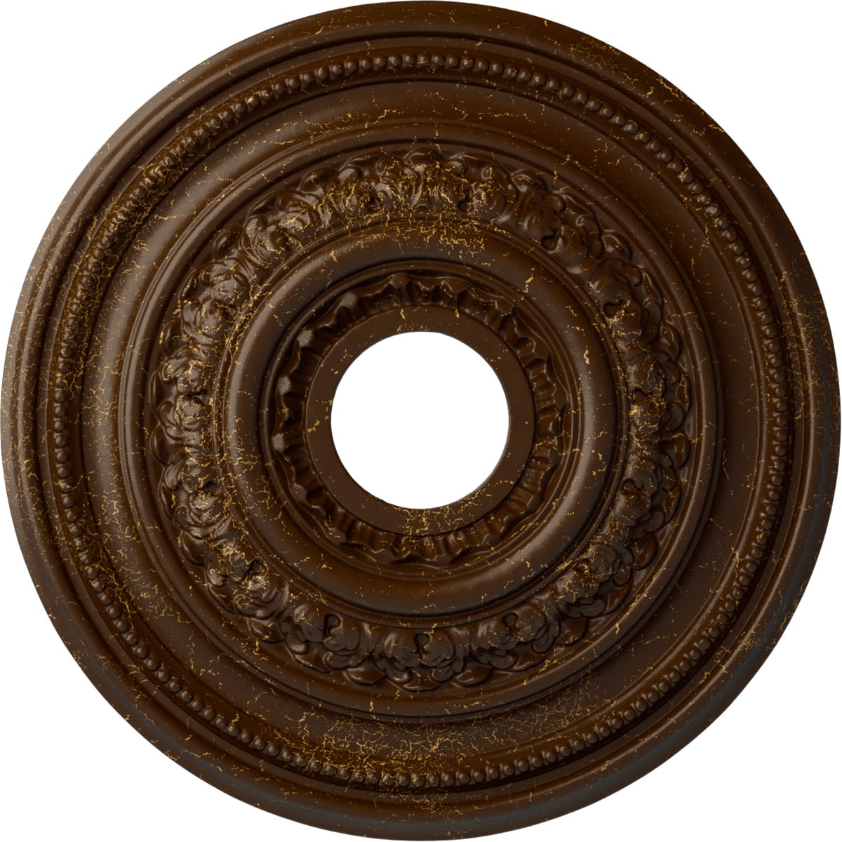 Ekena Millwork CM17OLRBC Orleans 17.625-in W x 17.625-in L Painted Root Beer Crackle Polyurethane Whole Ceiling Medallion