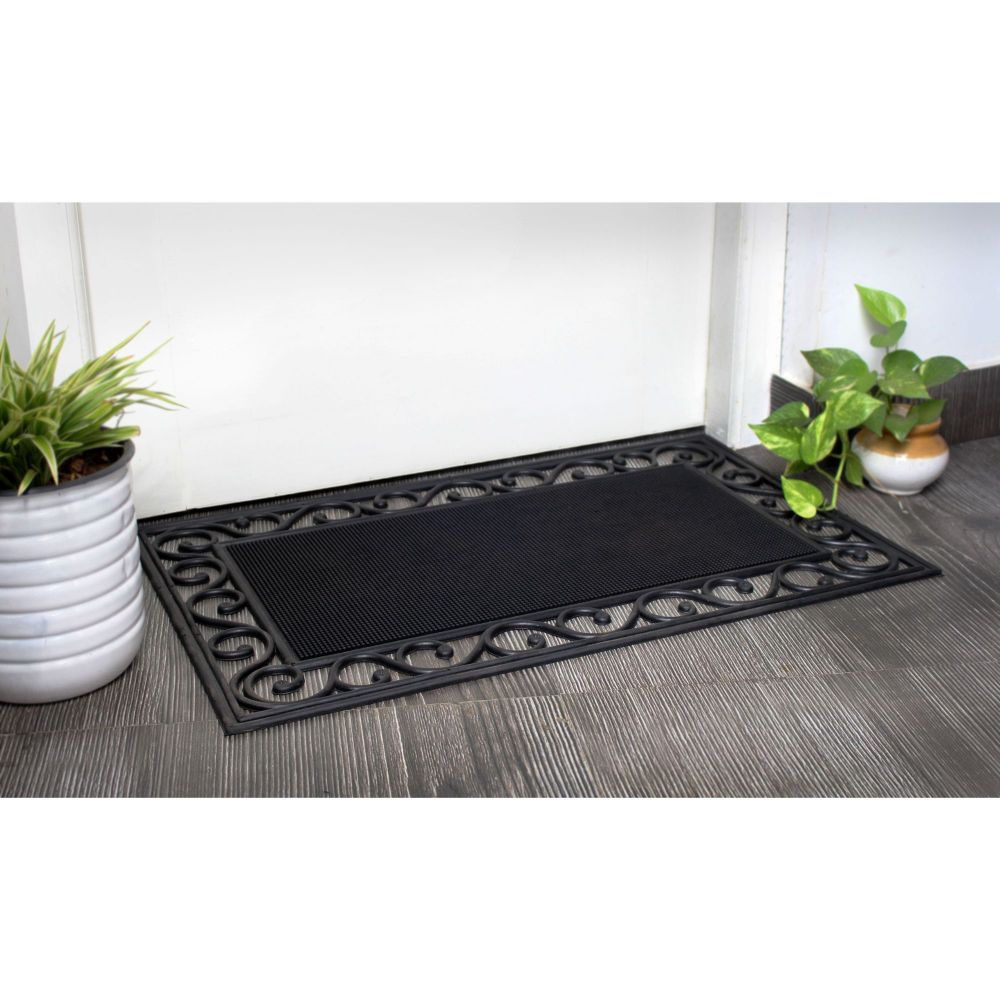 1'5 x 2'5 Indoor/Outdoor Coir Doormat with Border Natural/Black -  Entryways