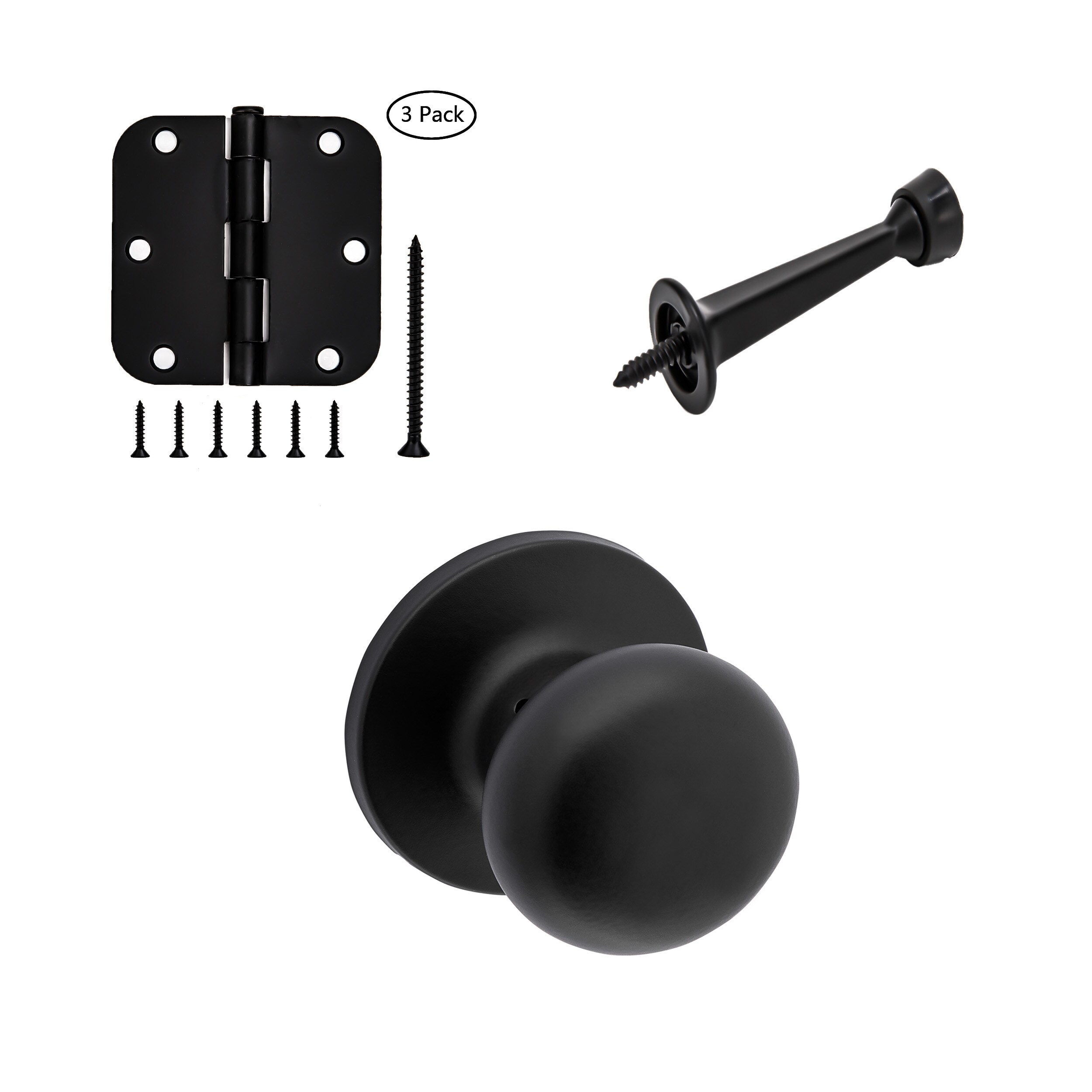 RELIABILT Baron Matte Black Interior Hall/Closet Passage Door Knob