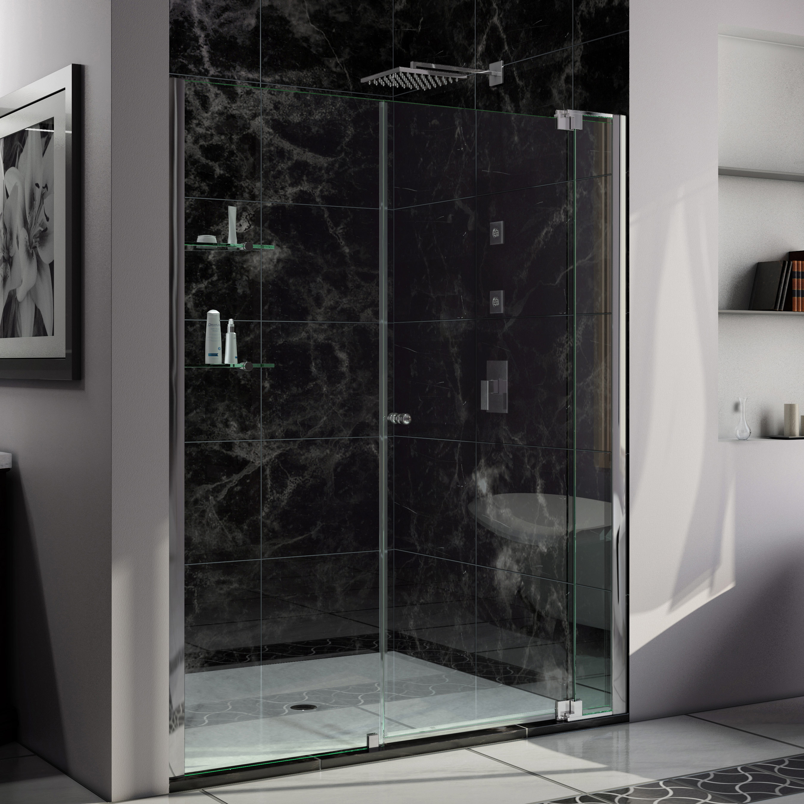 DreamLine SHDR-4265728-01 Allure Chrome 65-in to 66-in W x 73-in H Frameless Pivot Shower Door