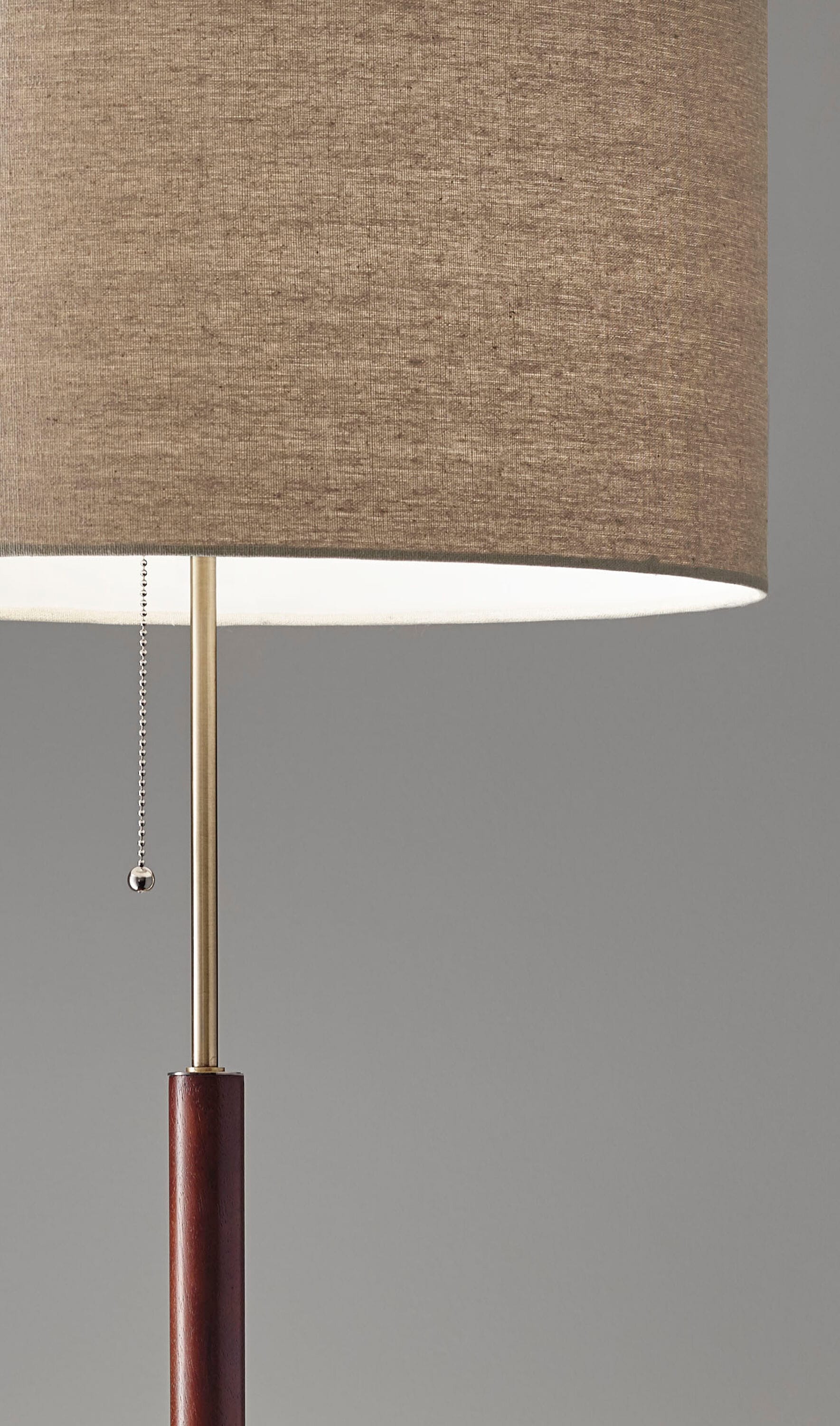 Hamilton Mid-Century Walnut Eucalyptus Floor Lamp with Linen Shade