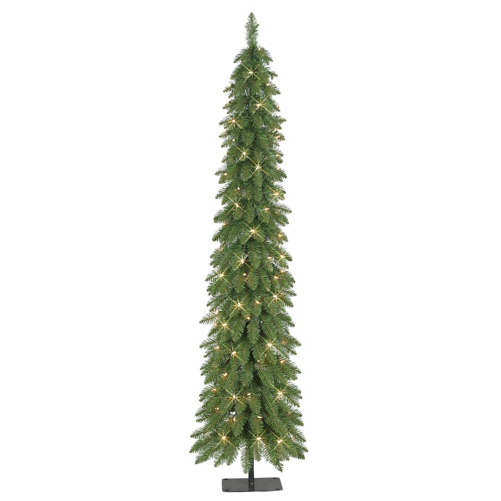 Puleo International 01063A-TP60C1 6-ft Pine Pre-lit Pencil Artificial Christmas Tree with Clear Incandescent Lights