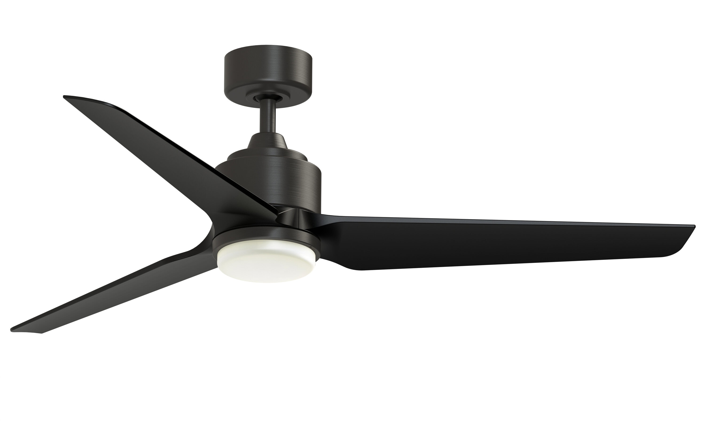 Fanimation TriAire Custom 56-in Dark Bronze with Black Blades Color-changing Integrated LED Indoor/Outdoor Smart Propeller Ceiling Fan with Light and Remote (3-Blade) FPD8514DZW-56BLW-LK Sansujyuku sansujyuku.com