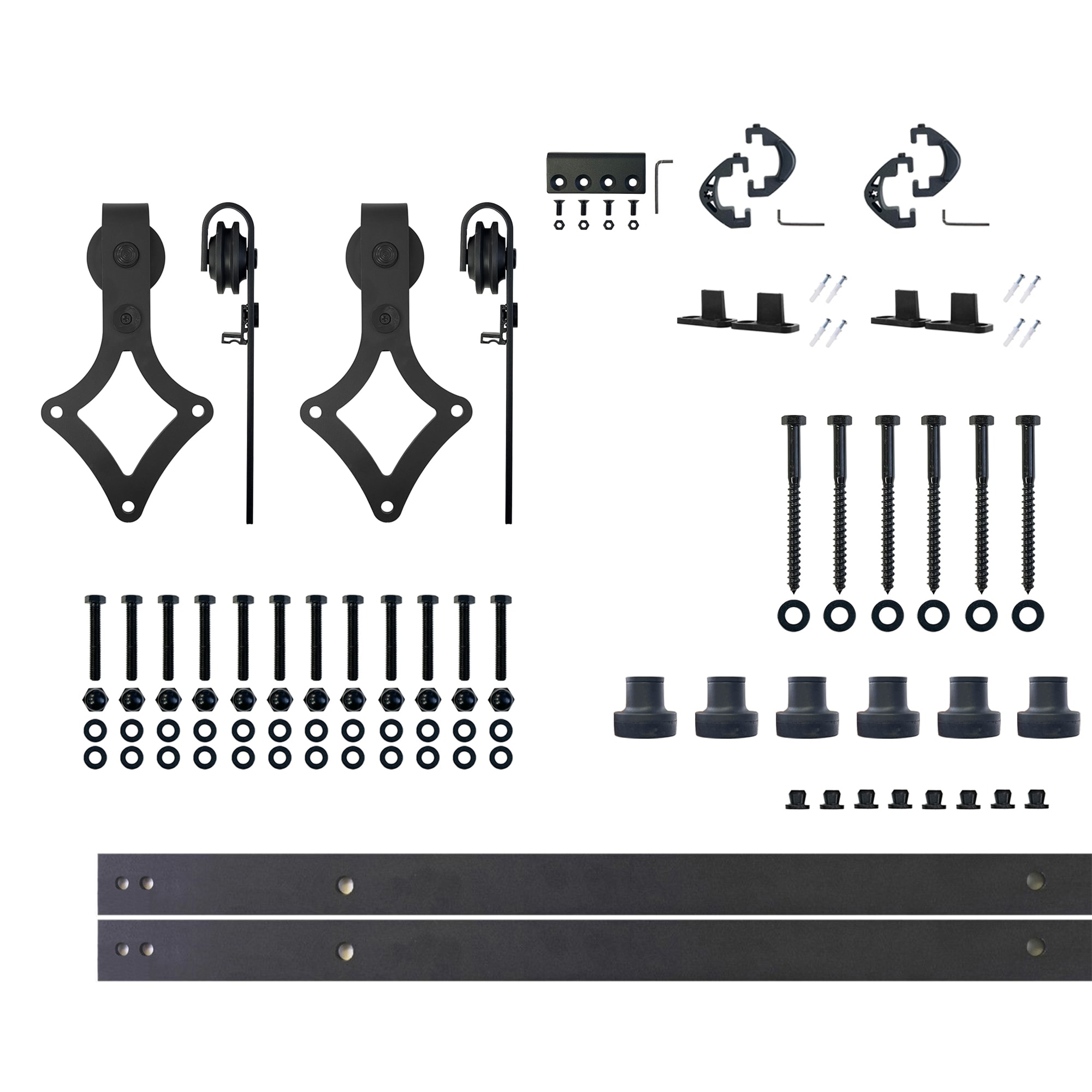 HOMACER LX2TGH108C 108-in Rustic black Black Indoor Diamond Double Barn door hardware kit