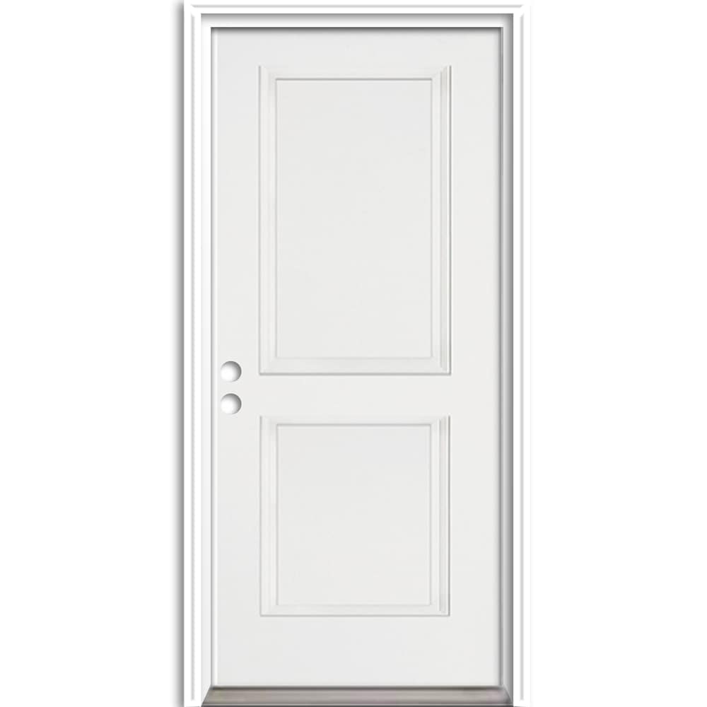 RELIABILT LO691162 36-in x 80-in x 4-5/8-in Fiberglass No glass Right-hand inswing Unfinished Prehung Front Door with Brickmould Insulating core