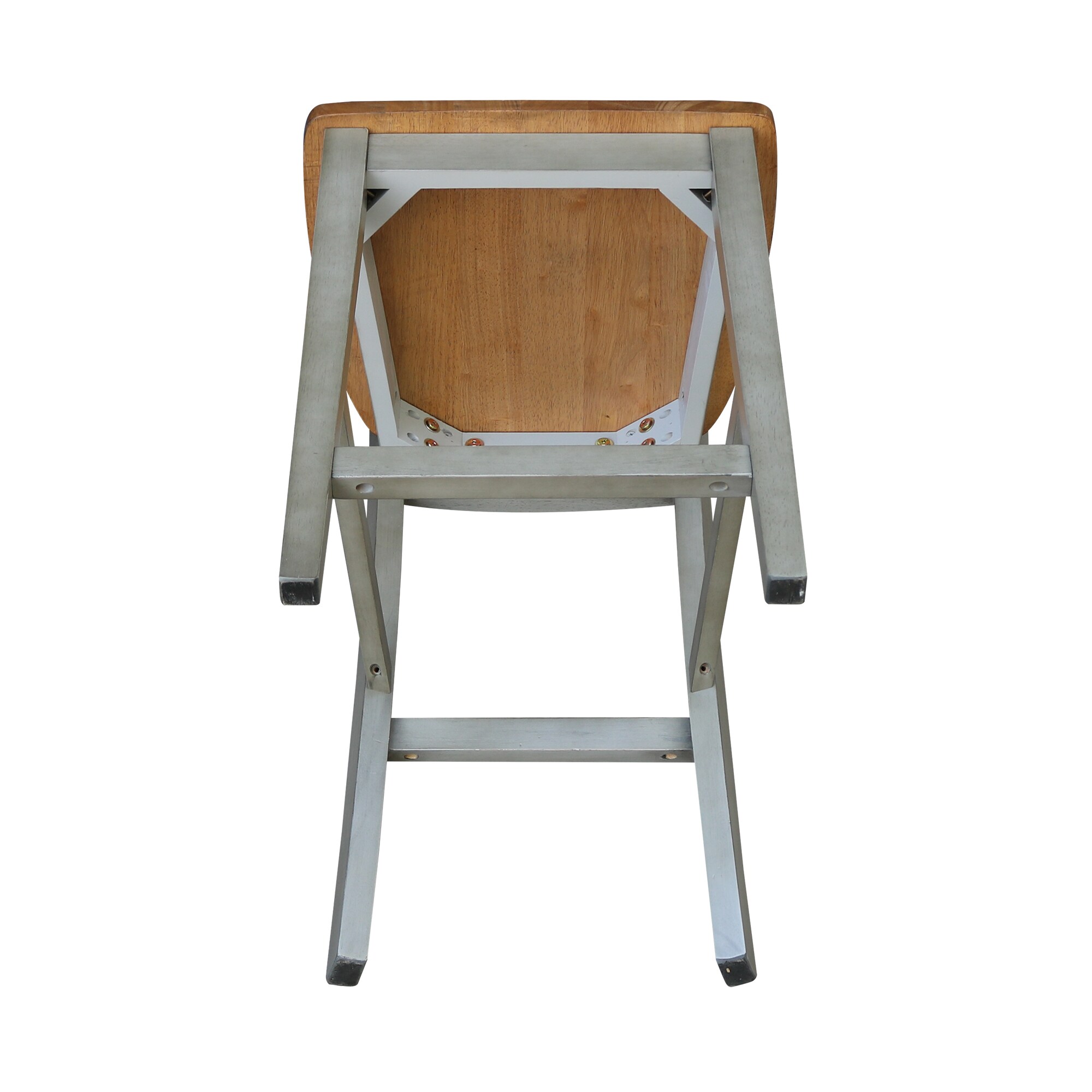 Distressed Hickory and Stone 24" Solid Wood Counter Stool