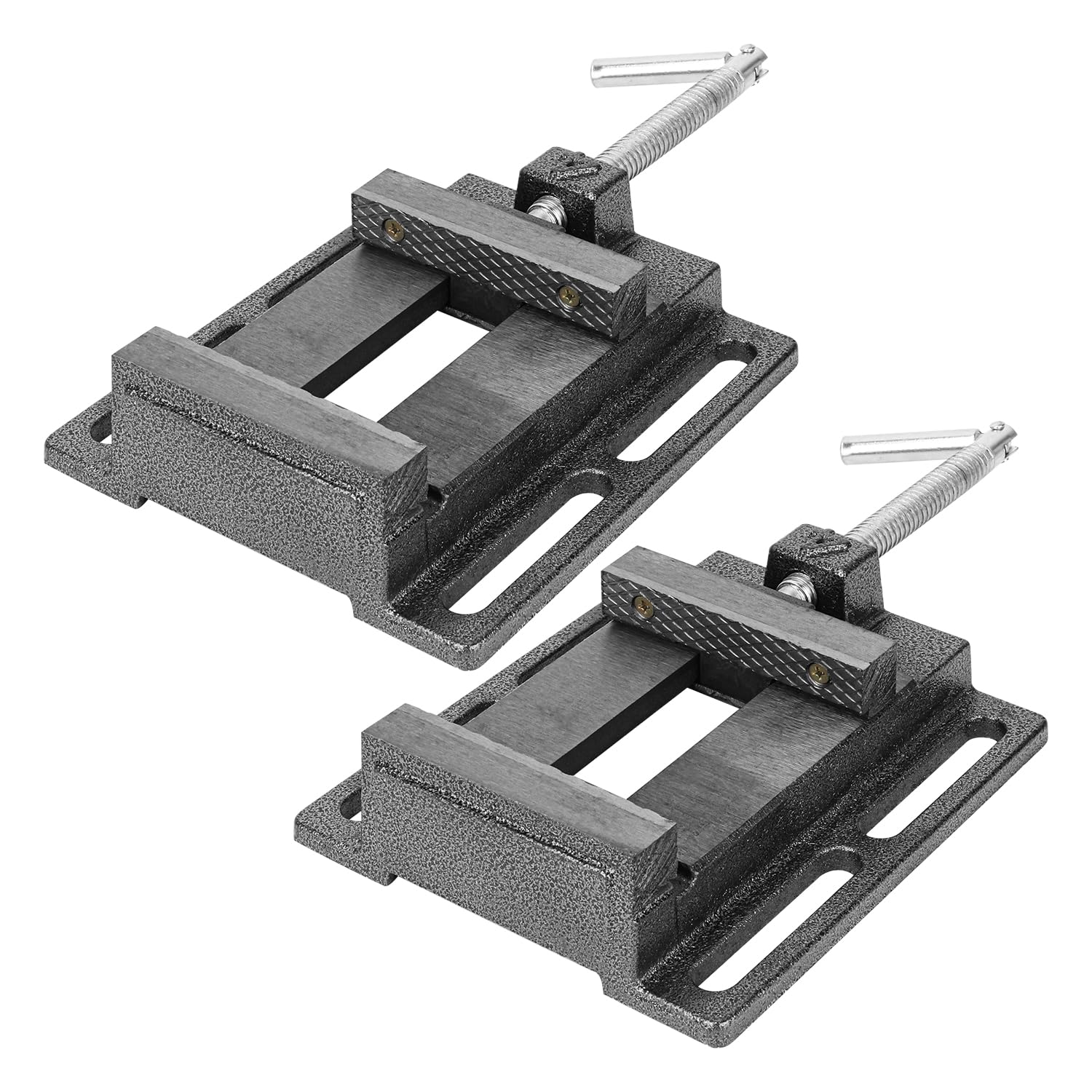 Mikiotto 2 pack 4 inch portable drill press vise slotted base cast iron ...