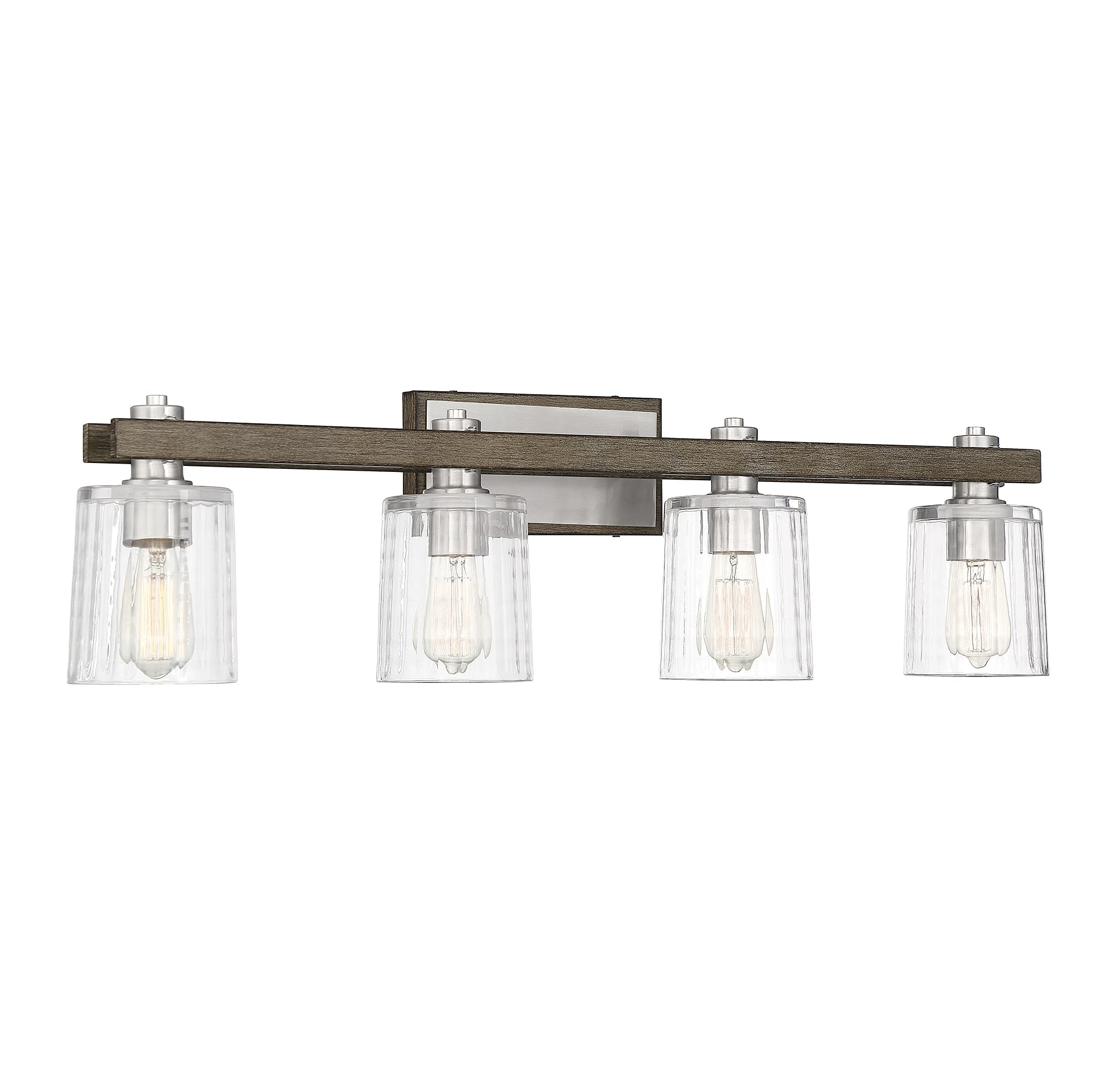 Halifax 4-Light Satin Nickel and Gray Wood Vanity Light