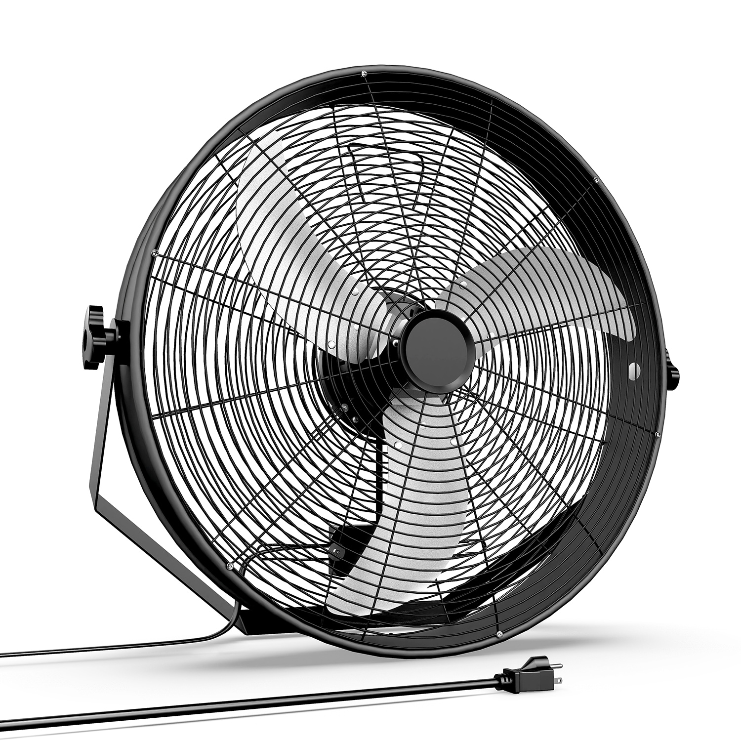 GZMR GR-W113416META 20 Inch High Velocity Wall Mount Fan with Rack and L-Iron 20-Inches Indoor Black Wall Mounted Fan