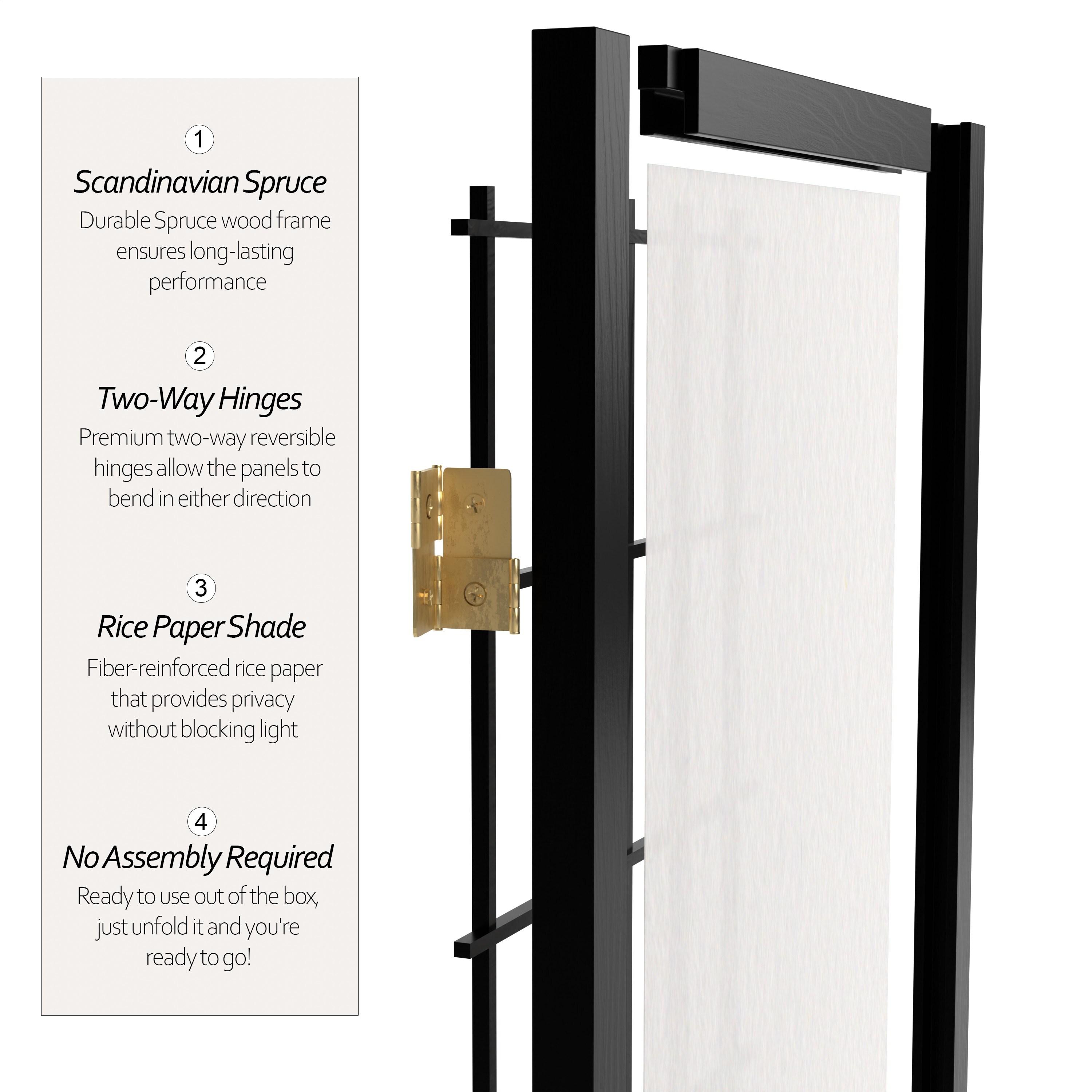 Oriental Furniture WP24-BLK-3P Indoor-Privacy-Screens - View #4