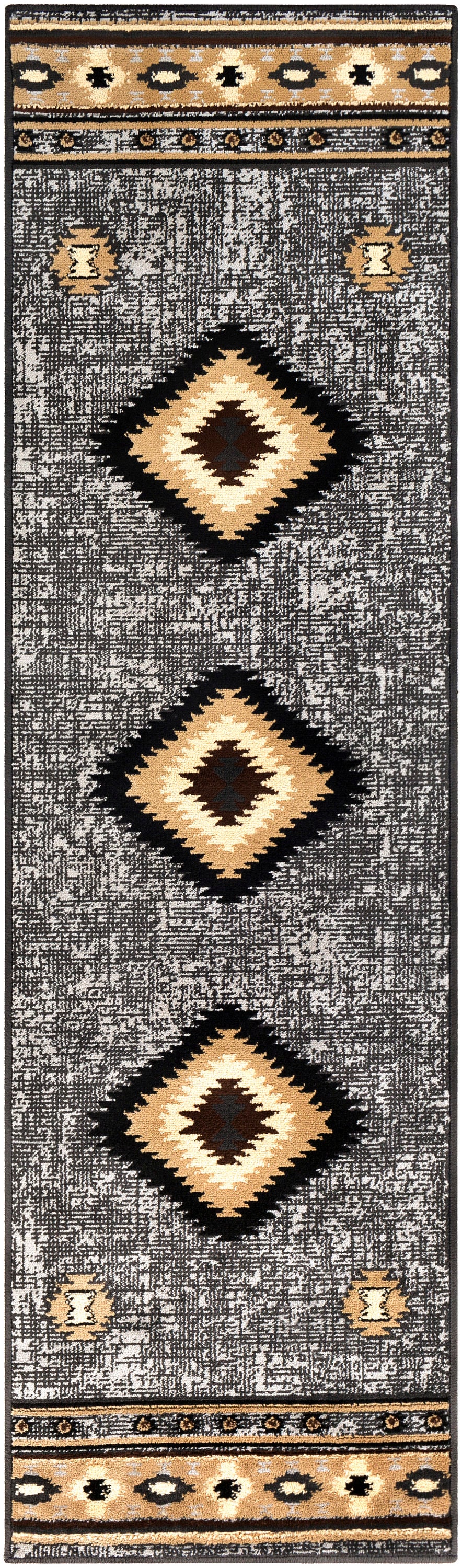 Livabliss PAR1094-2276 Paramount 2 x 8 (ft) Polypropylene Charcoal Rectangular Indoor Medallion Global Runner rug
