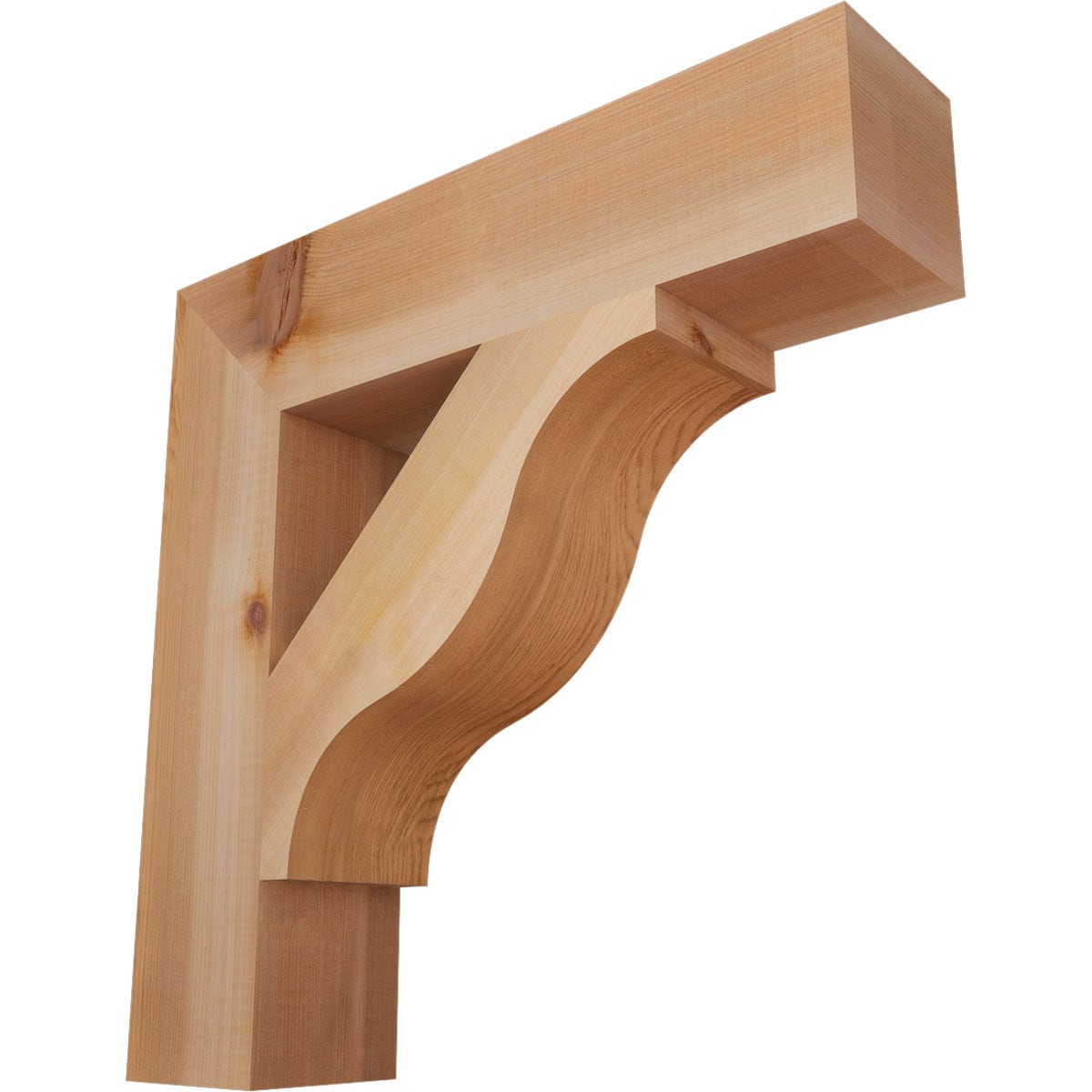 Ekena Millwork BKT04X18X18FST05SWR Funston Block Smooth 3-1/2-in x 18-in x 18-in Western red cedar Brown Wood Standard bracket