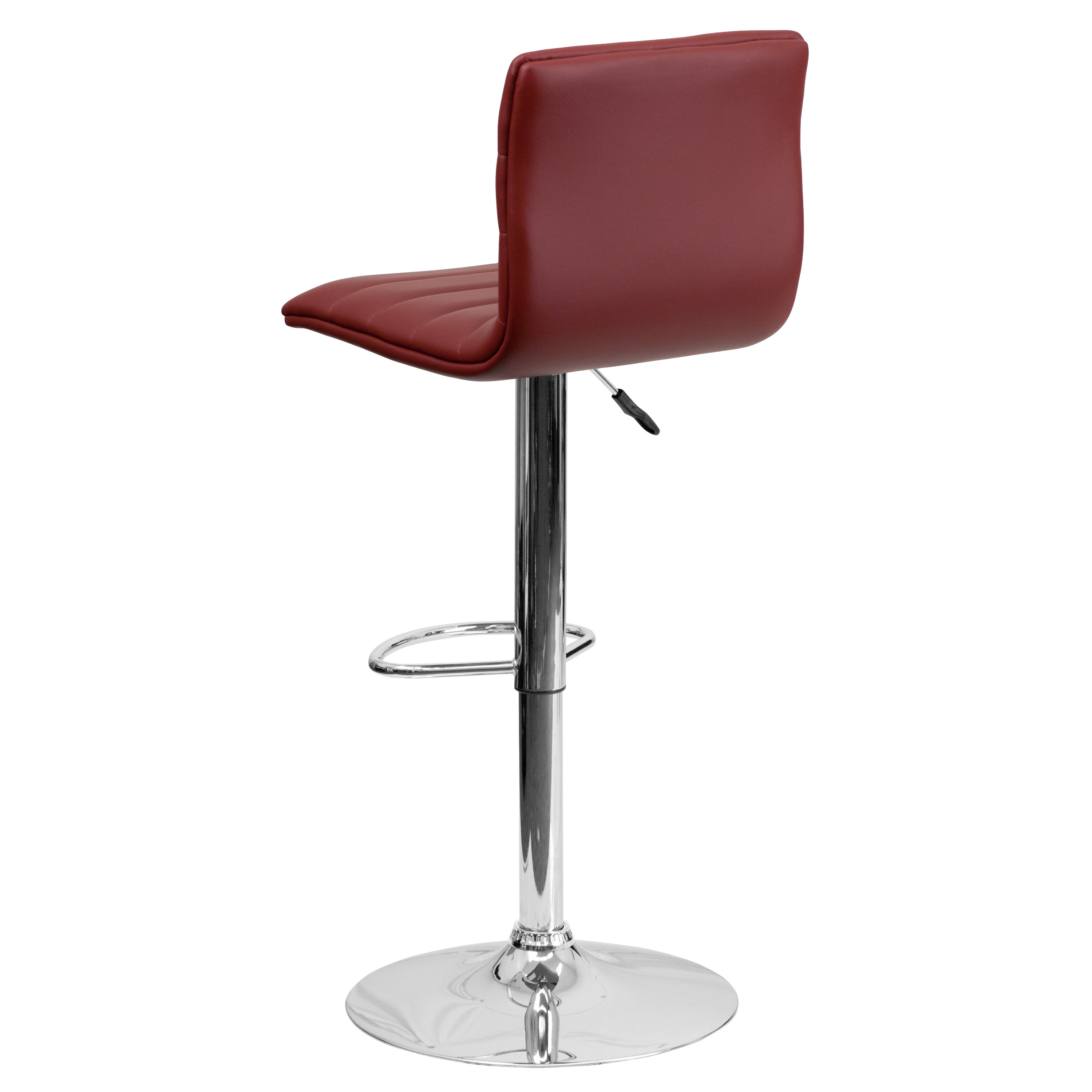 Burgundy Vinyl Adjustable Swivel Barstool with Chrome Base