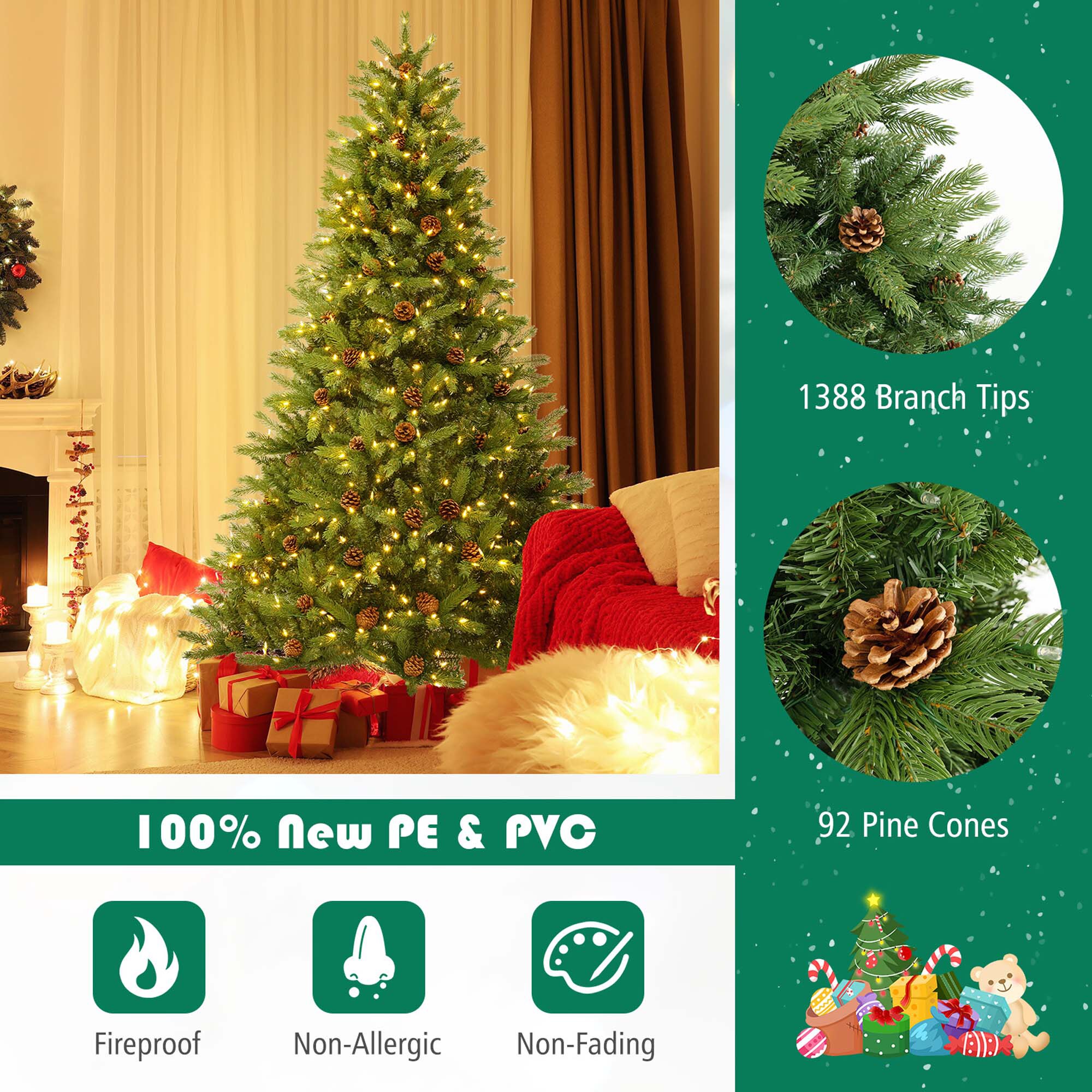 Costway LWS00760 Artificial-Christmas-Trees - View #4