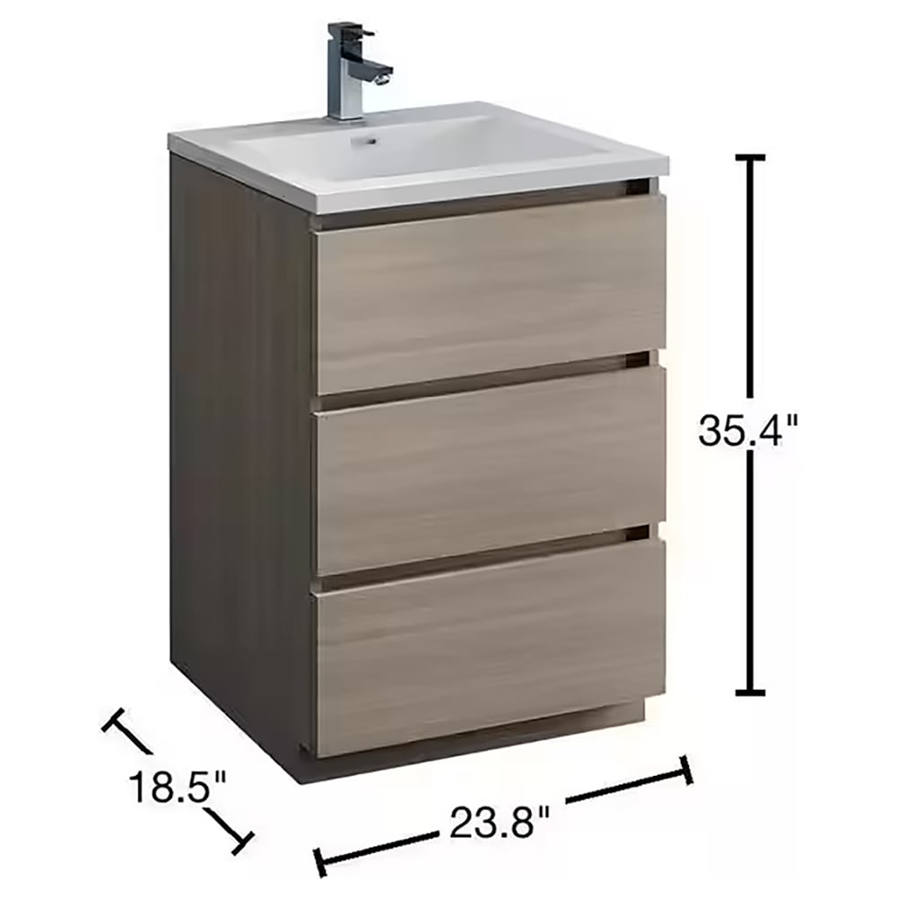 Fresca Lazzaro 24-in Gray Wood Single Sink Bathroom Vanity with White ...