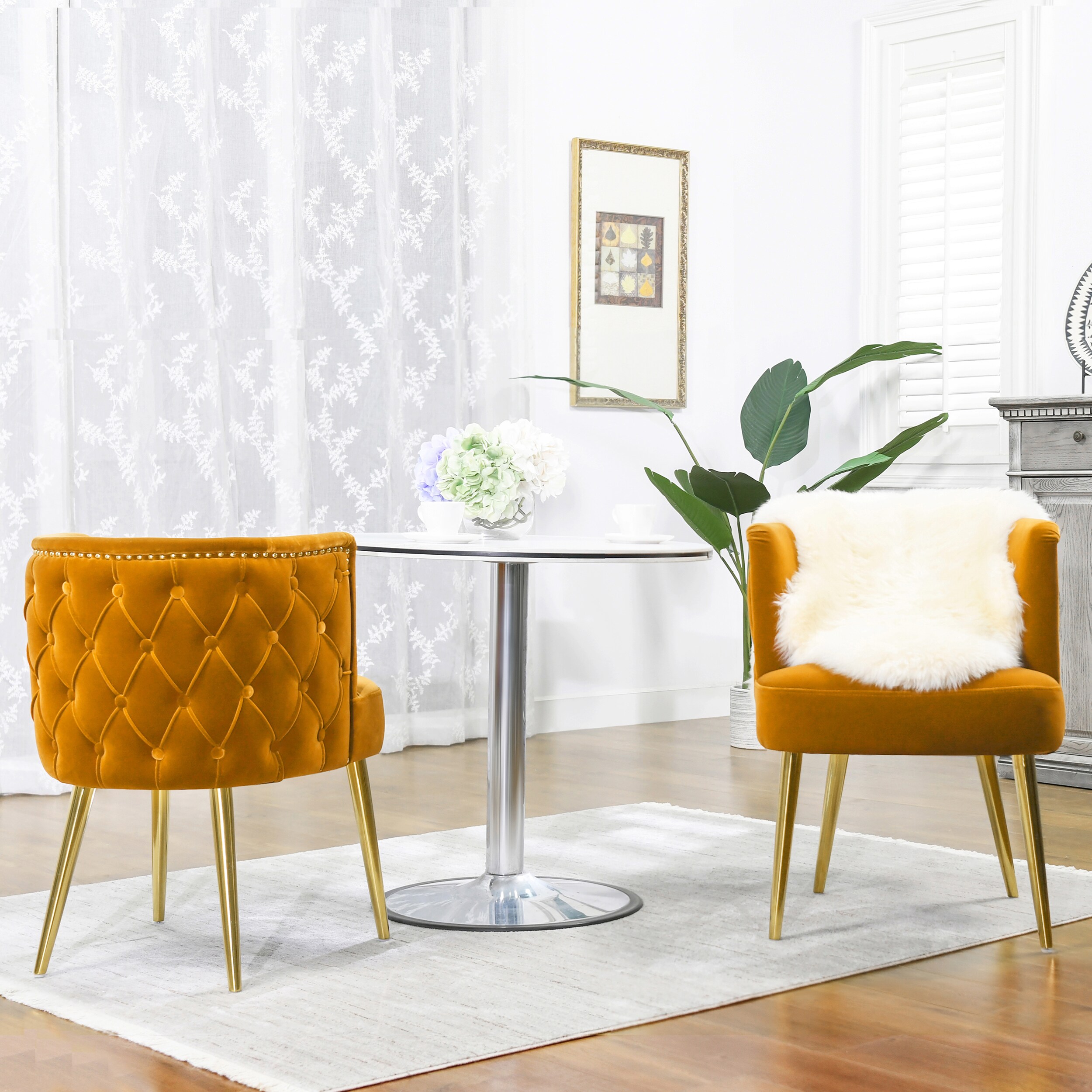 Yellow velvet dining online room chairs