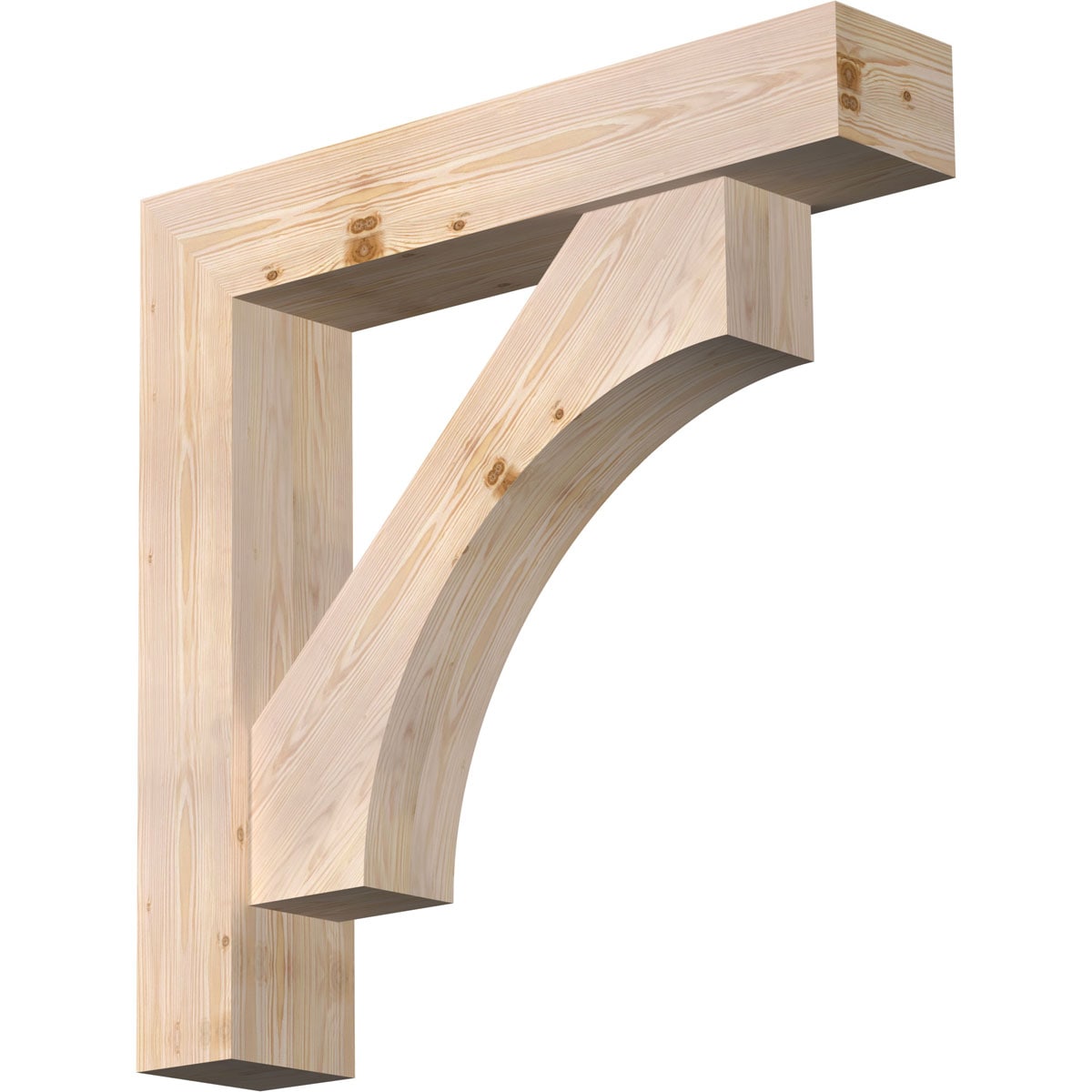 Ekena Millwork 1464699 Westlake Block Smooth Bracket with Offset Brace 7-1/2-in x 38-in x 38-in Douglas fir Brown Wood Standard bracket