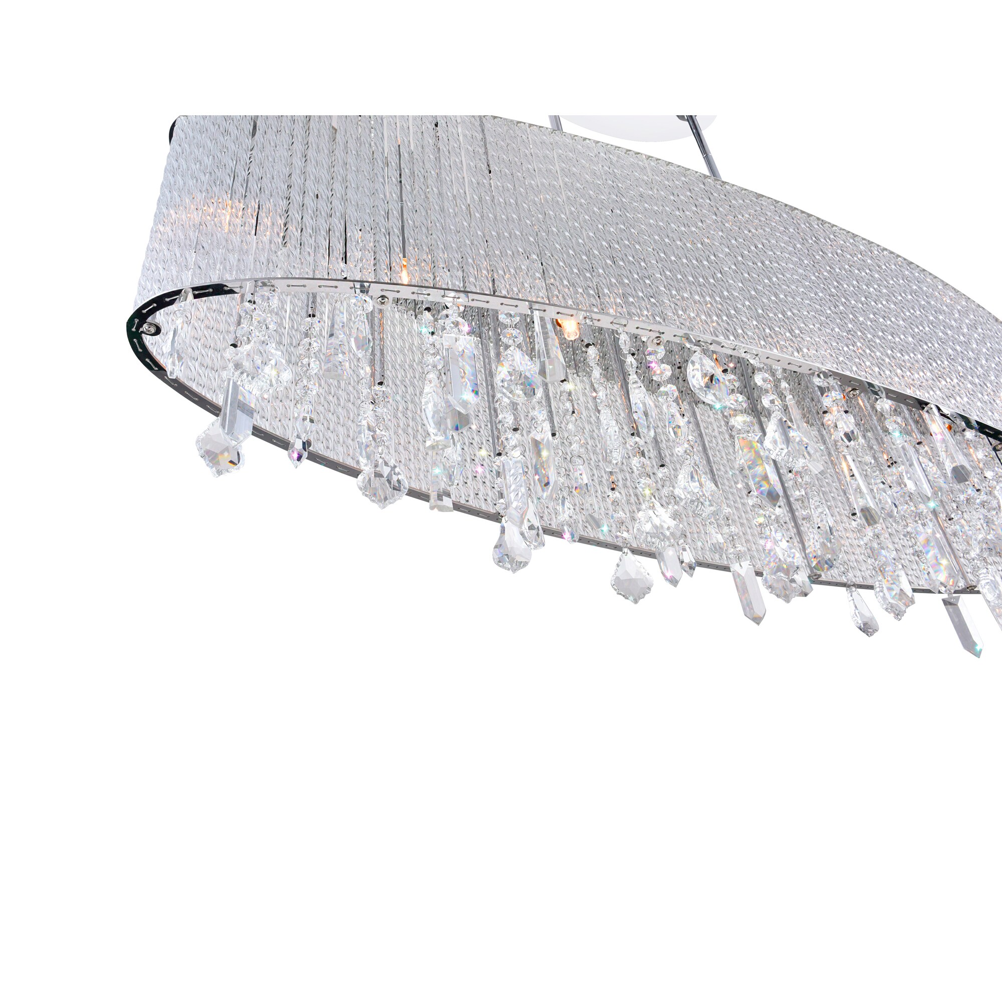Benson Chrome Finish 7-Light Oval Drum Chandelier with Crystal Accents