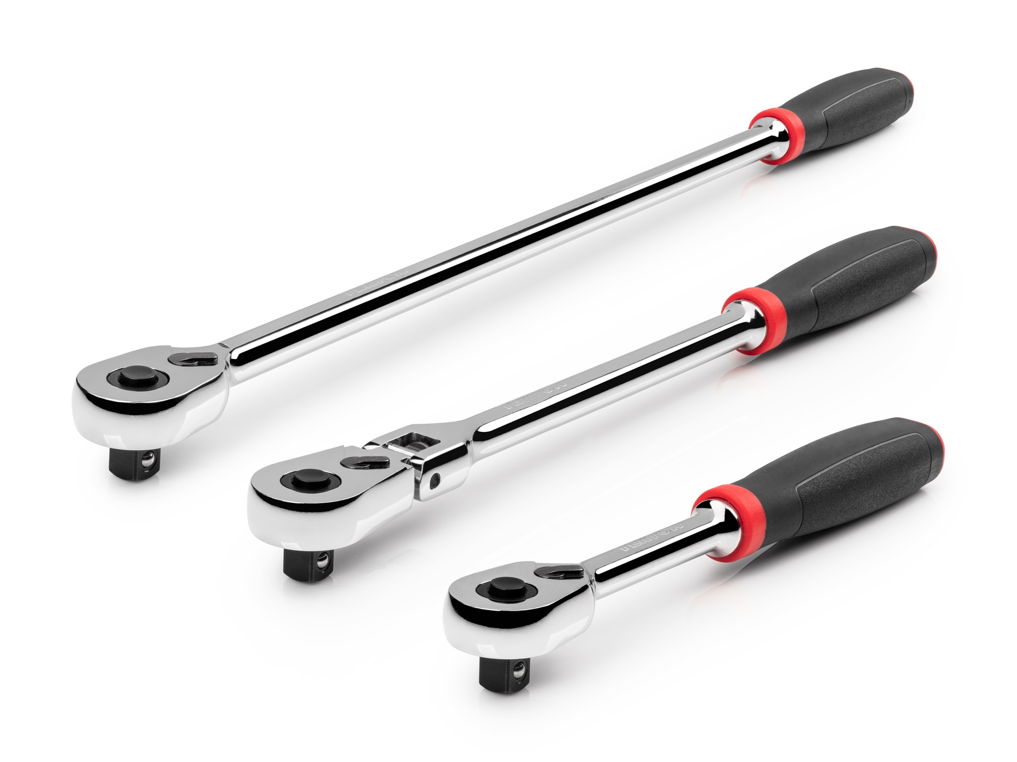 TEKTON SRH99116 3-Piece 90-Tooth 3/8-in Drive Comfort Grip Handle Flexible Head Ratchet Set