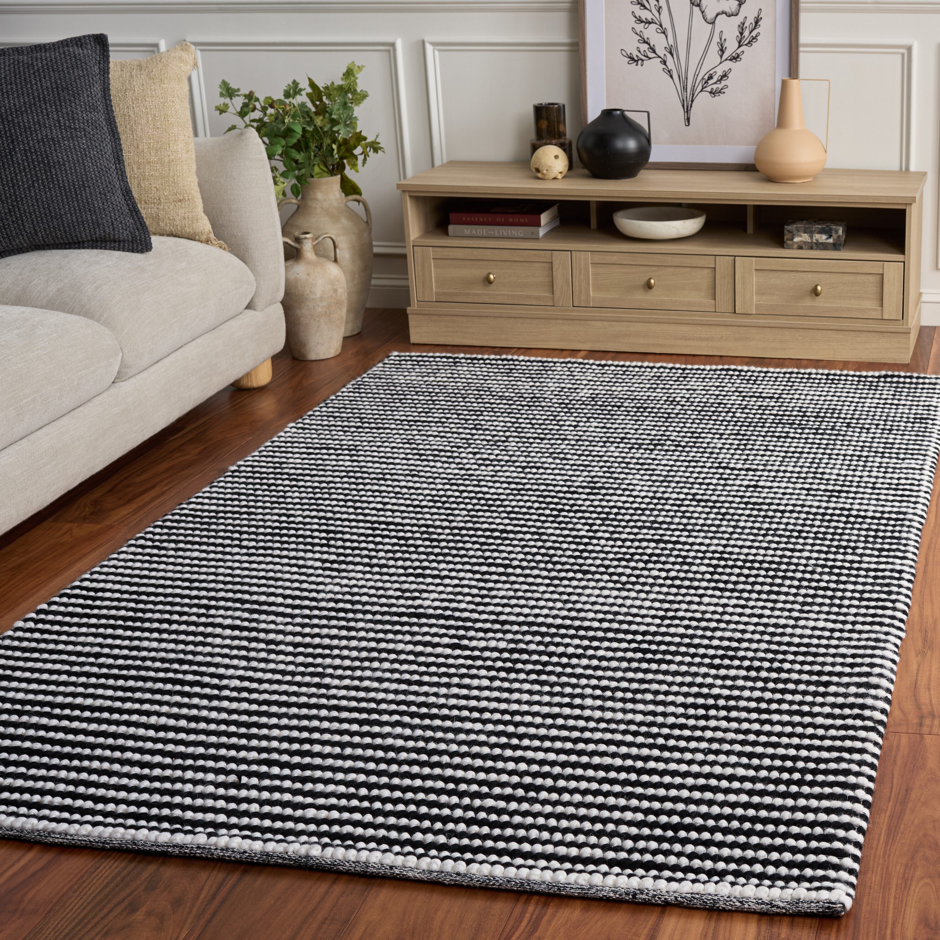 Safavieh Natura 6 x 9 Ivory/Black Solid Color Area Rug in the Rugs ...