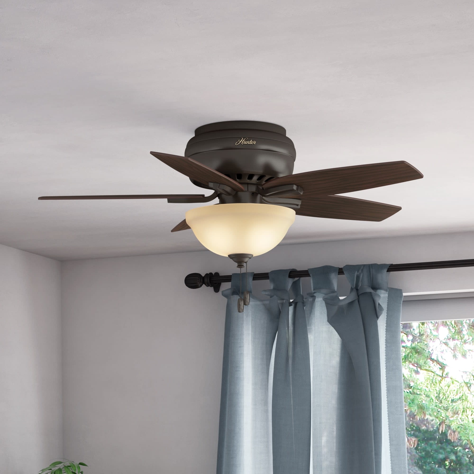 42" Bronze Low Profile Ceiling Fan with LED Light and Remote