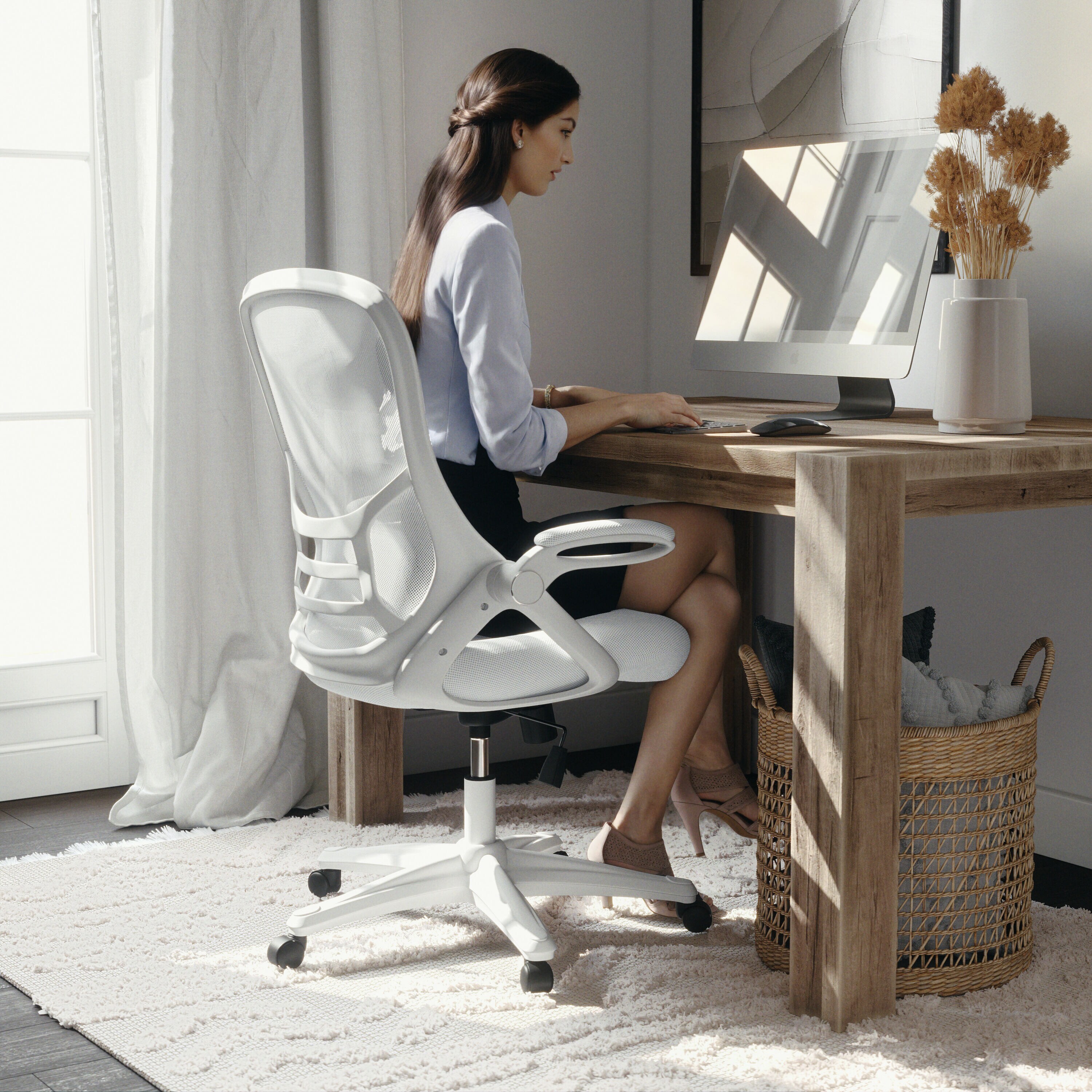 Flash Furniture Porter White Contemporary Adjustable Height Flash Furniture Porter White Contemporary Adjustable Height