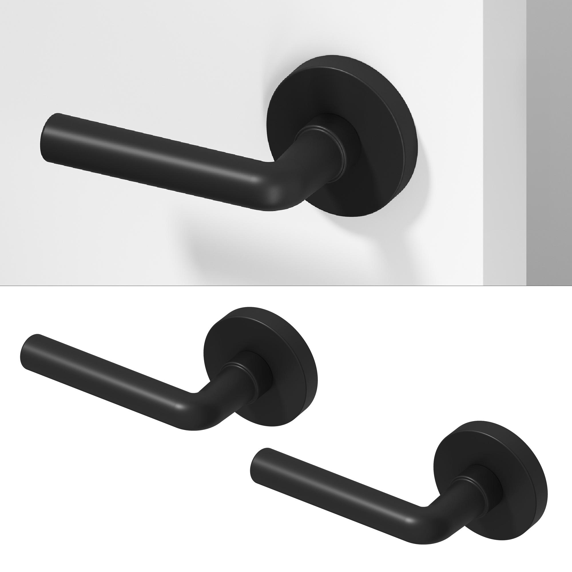 OKUN Arc Matte Black Interior or Hall/Closet Dummy Door Handle 2 -Pack