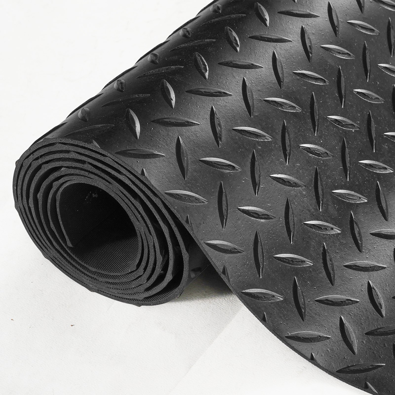 Slickblue Diamond Plate Rubber Garage Flooring Roll 40 Square Feet Per Roll 4 ft x 10 ft x 3 mm T for Garages Workshops Home Gyms Storage Rooms Utility Areas and Walkways